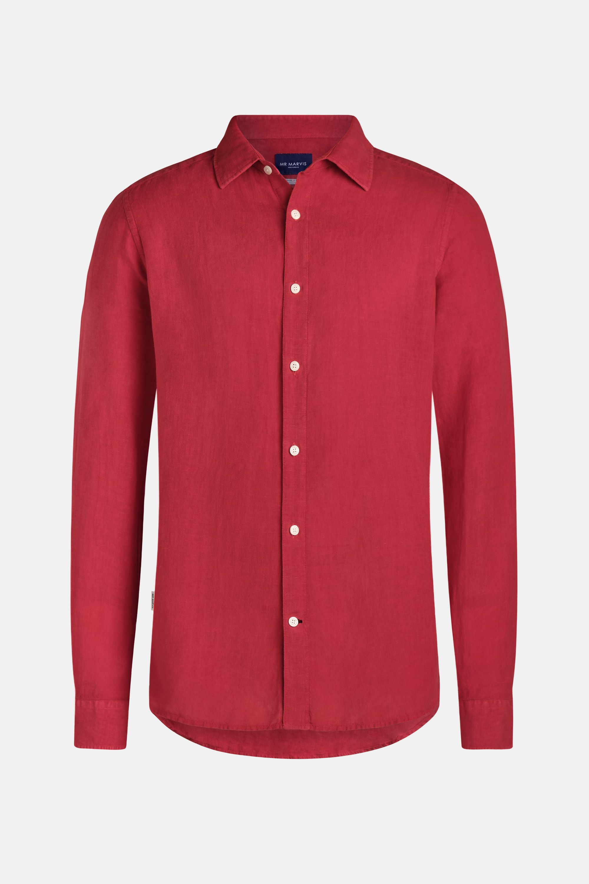 Heren linnen overhemd met relaxed fit in intens rood