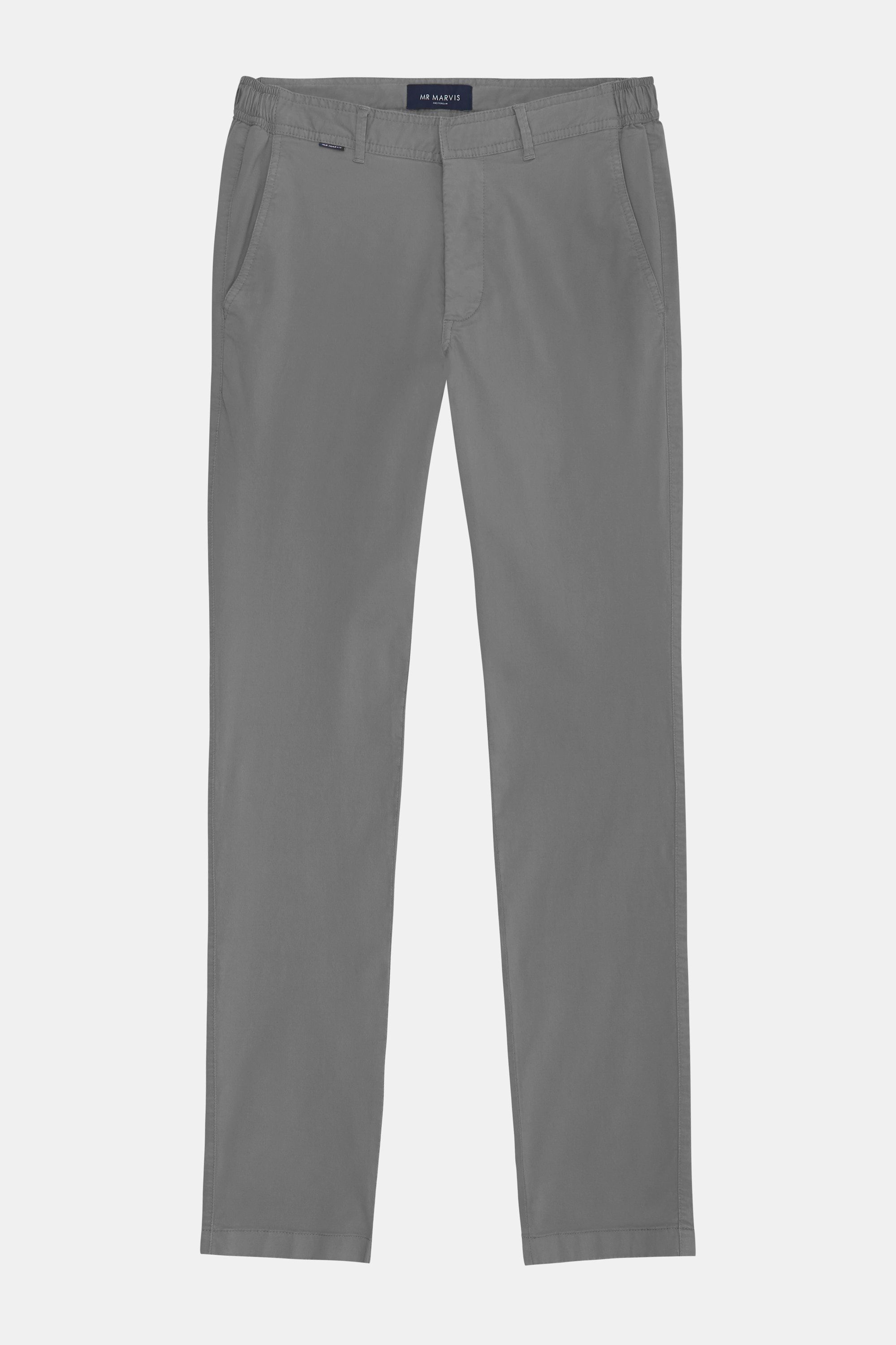Mens stretch chinos with tailored fit in classic grey