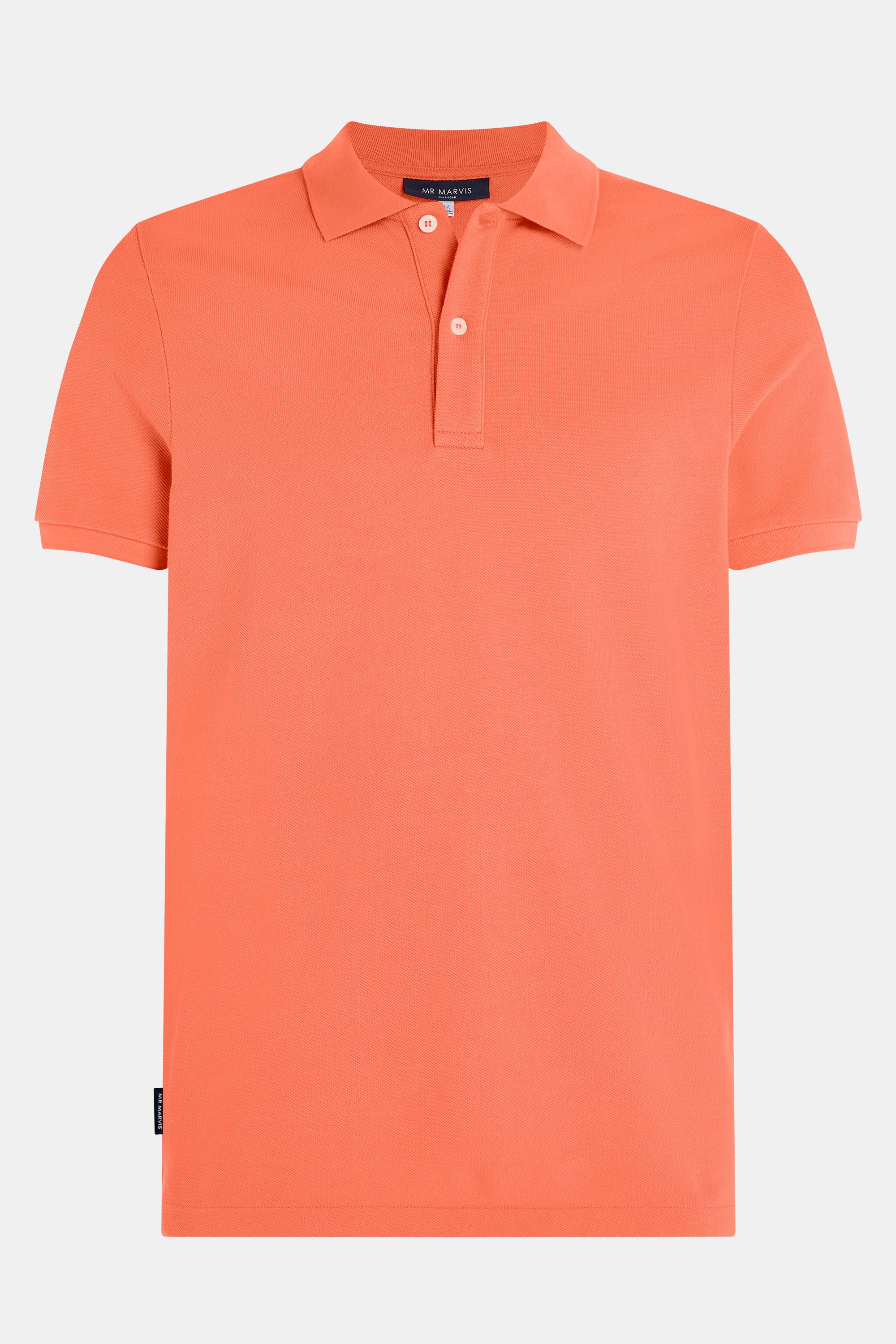 Mens pique polo with organic cotton in bright coral