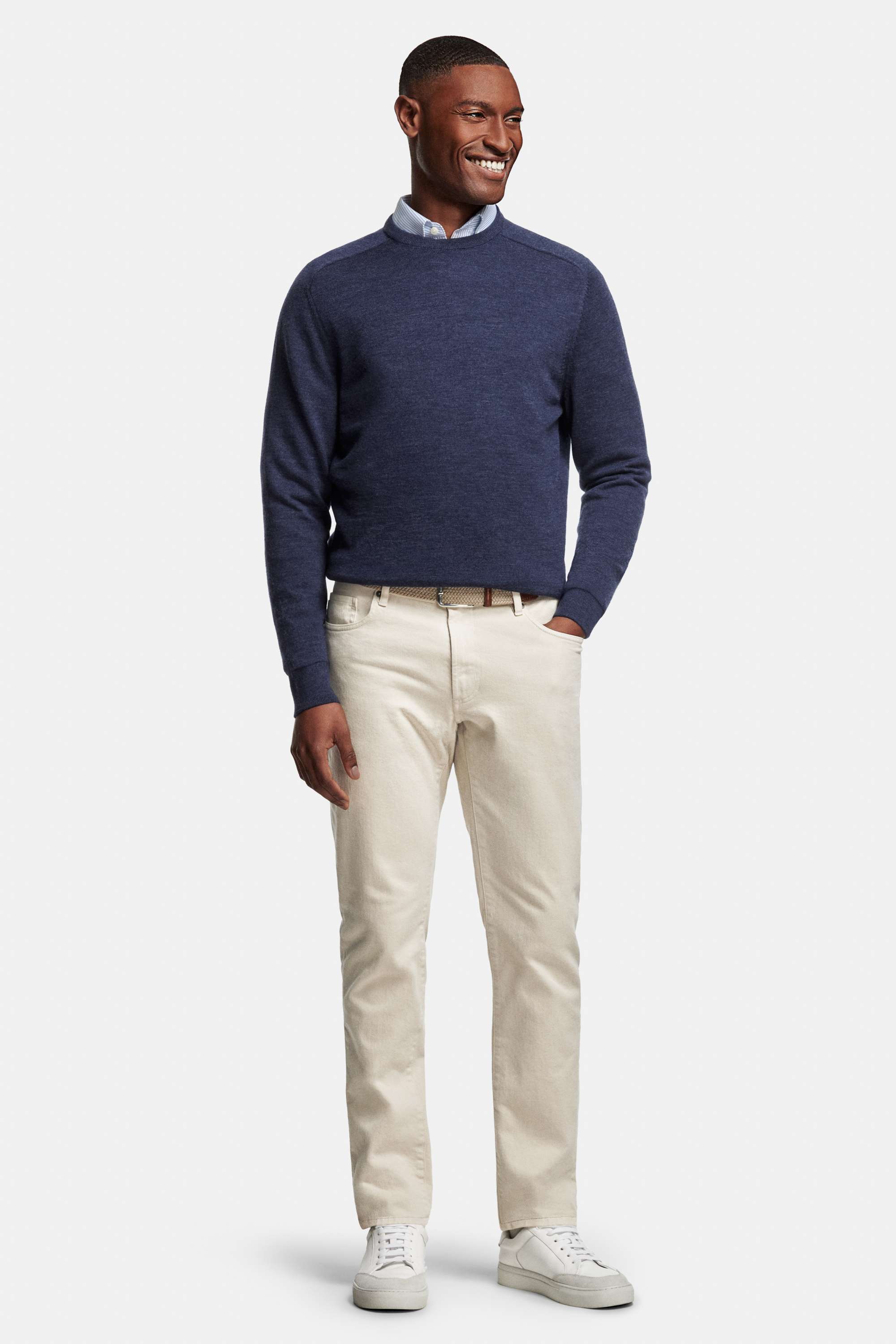 Nautics * The Oxford Shirt, Kingfishers * The Merino Pullover, Gazettes * The Stretch Belt, Gazettes * The Five-pockets