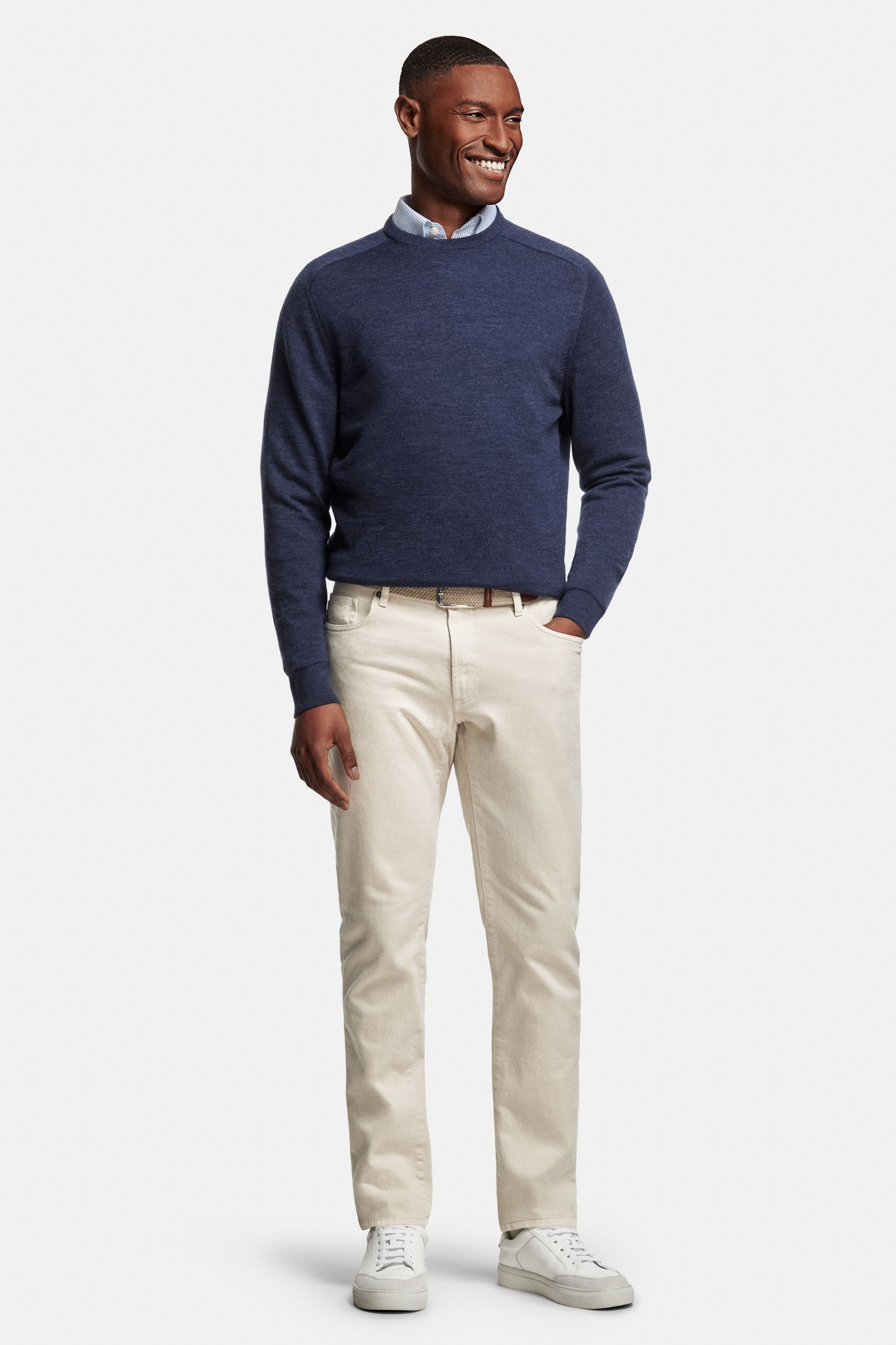 Nautics * The Oxford Shirt, Kingfishers * The Merino Pullover, Gazettes * The Stretch Belt, Gazettes * The Five-pockets