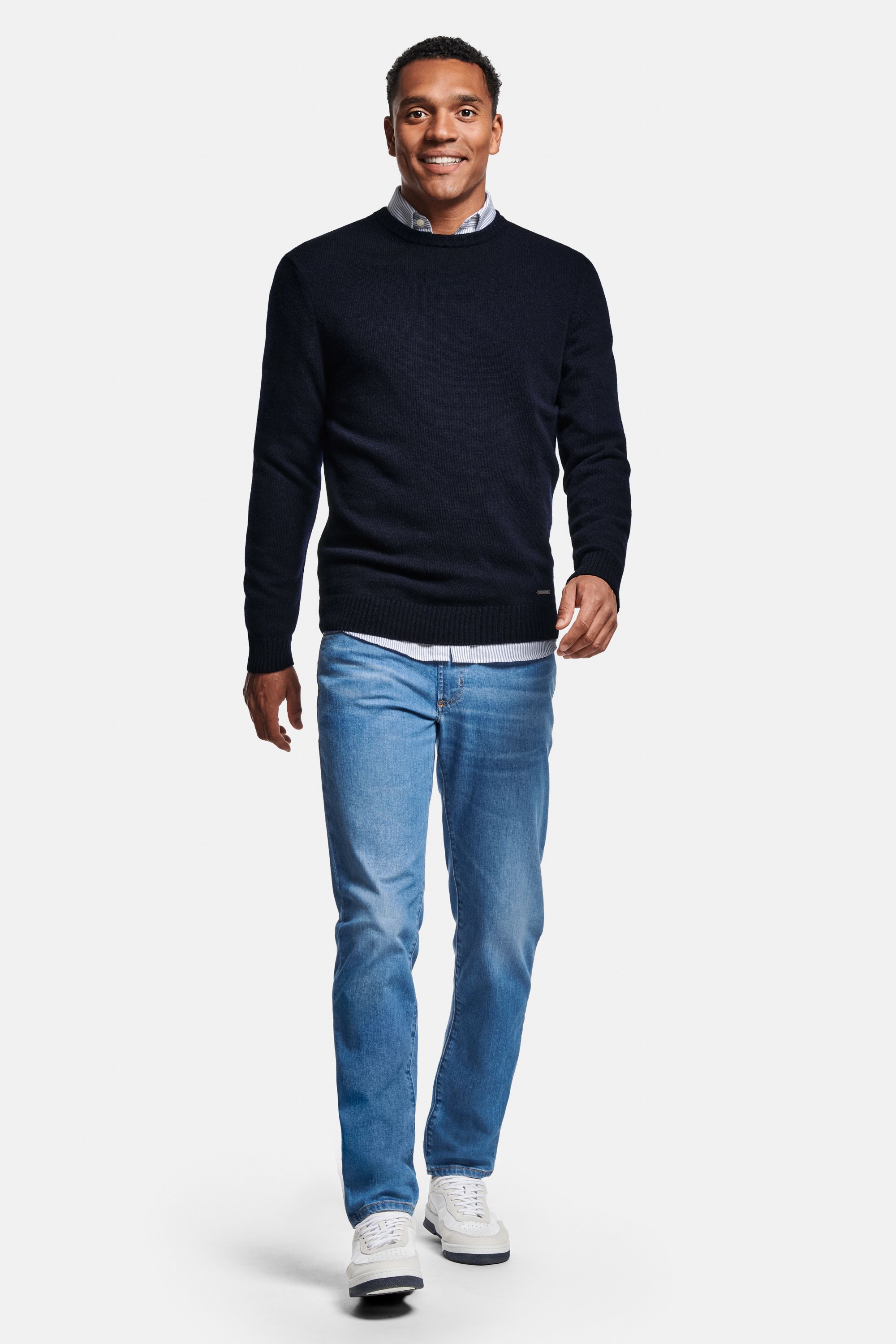 Catamarans * The Oxford Shirt, Deeps * The Wool Pullover, Carlos * The Jeans, Cosmics * The Classic Sneakers