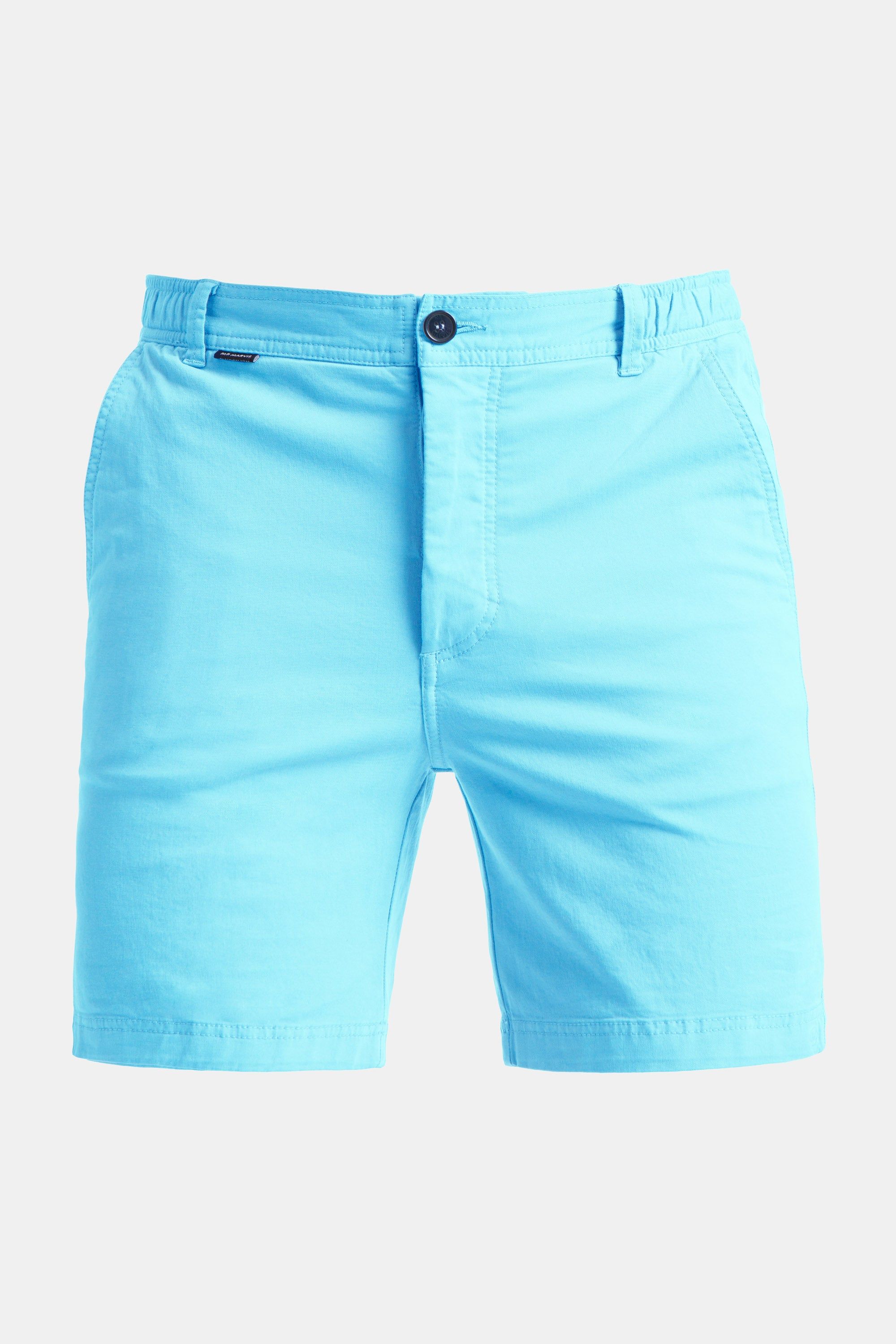 Pantalones cortos chino elásticos para hombre en azul turquesa