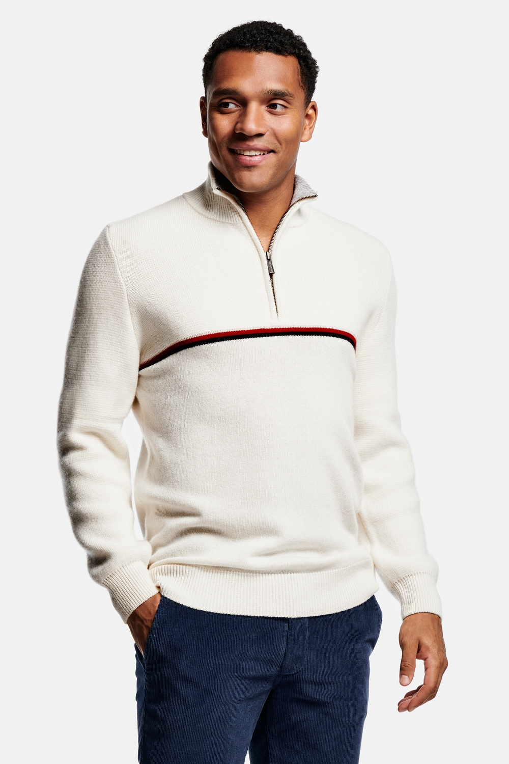 Pull rétro en laine avec col zippé pour homme Pulls Rétro à Zip