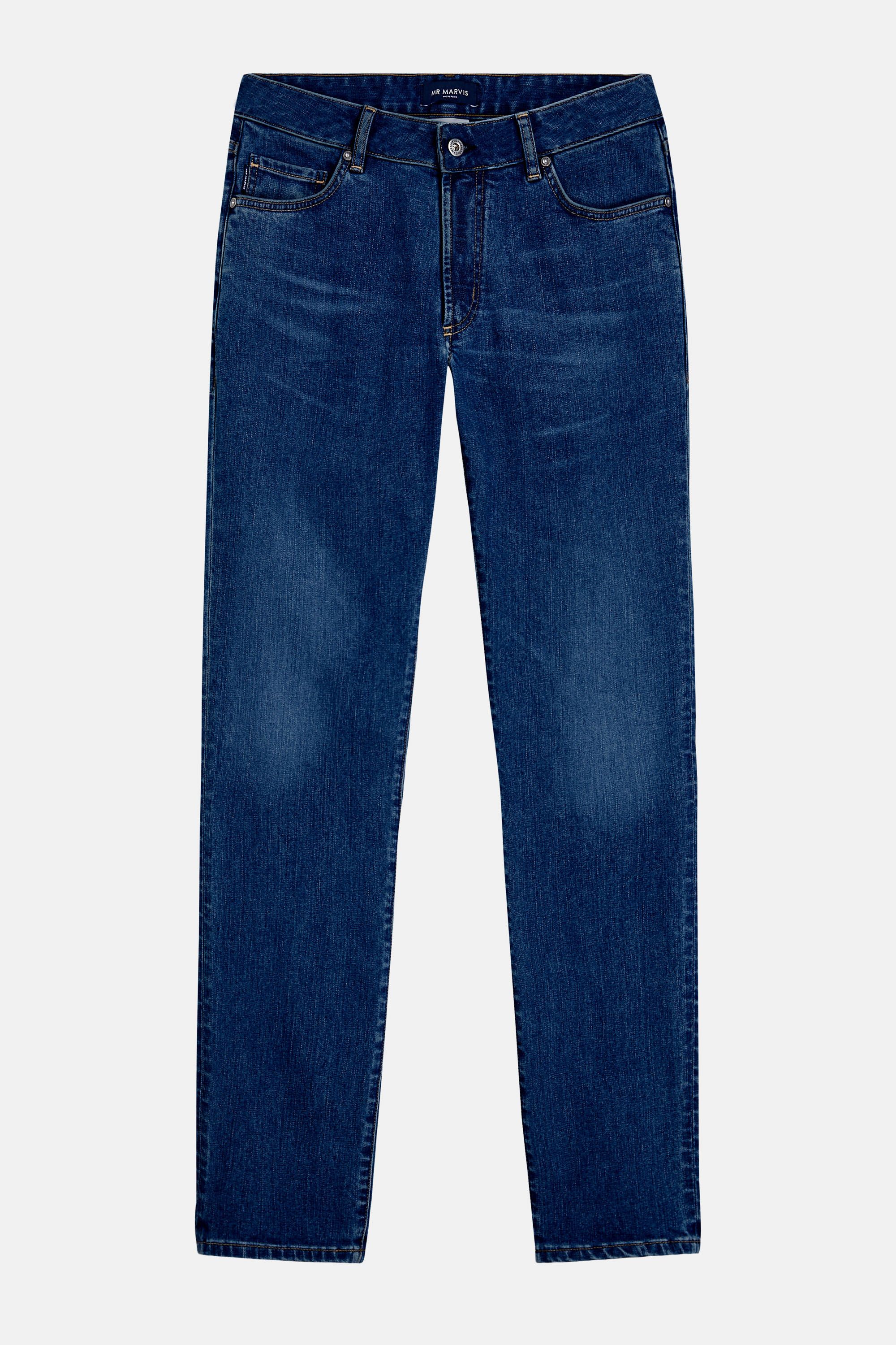 Mens tapered fit jeans from organic cotton in dark blue