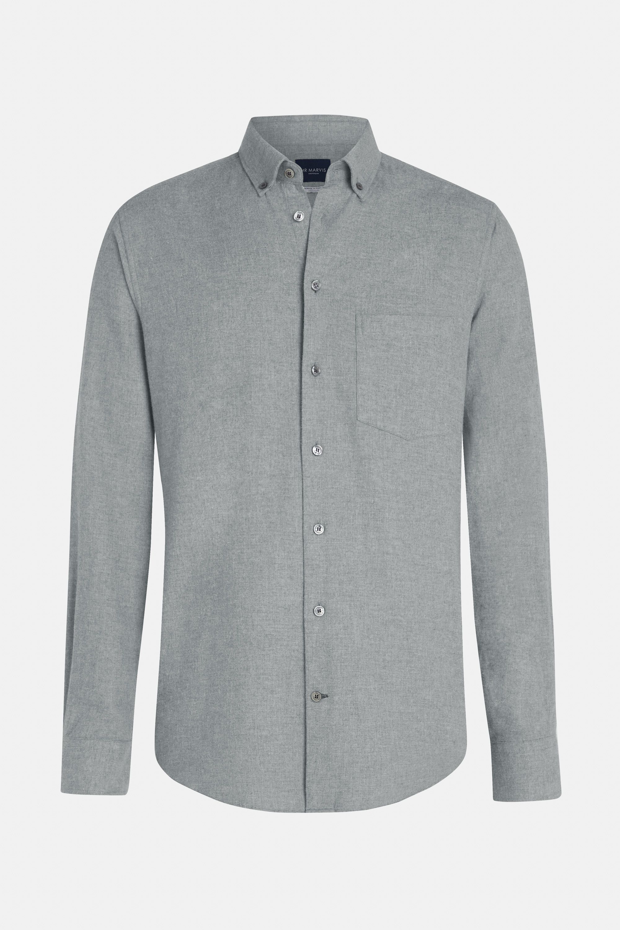 Mens flannel button down shirt with regular fit in grey