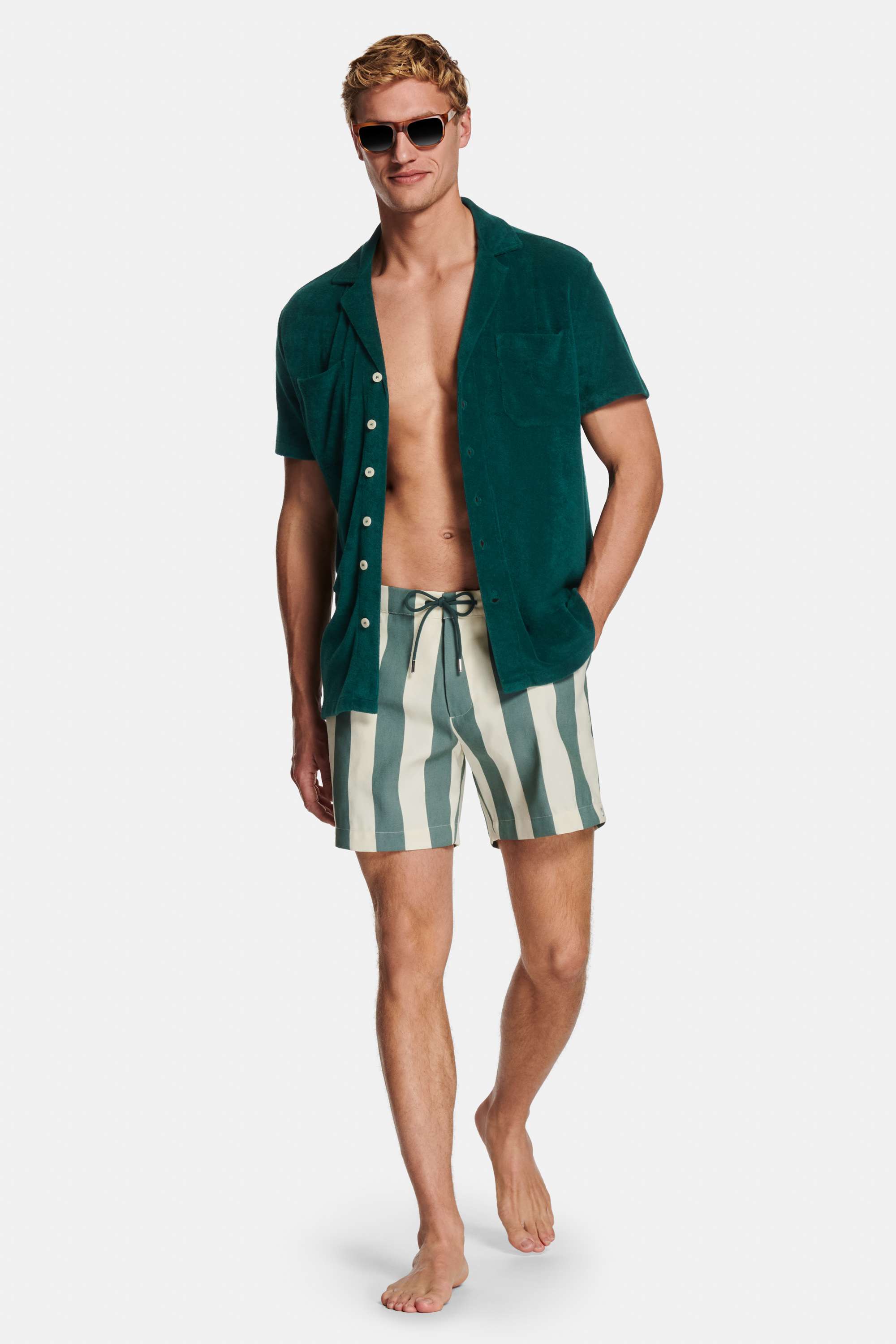 Goodwoods * Das Frottee Shirt, Straws * Die Big Stripe Badeshorts