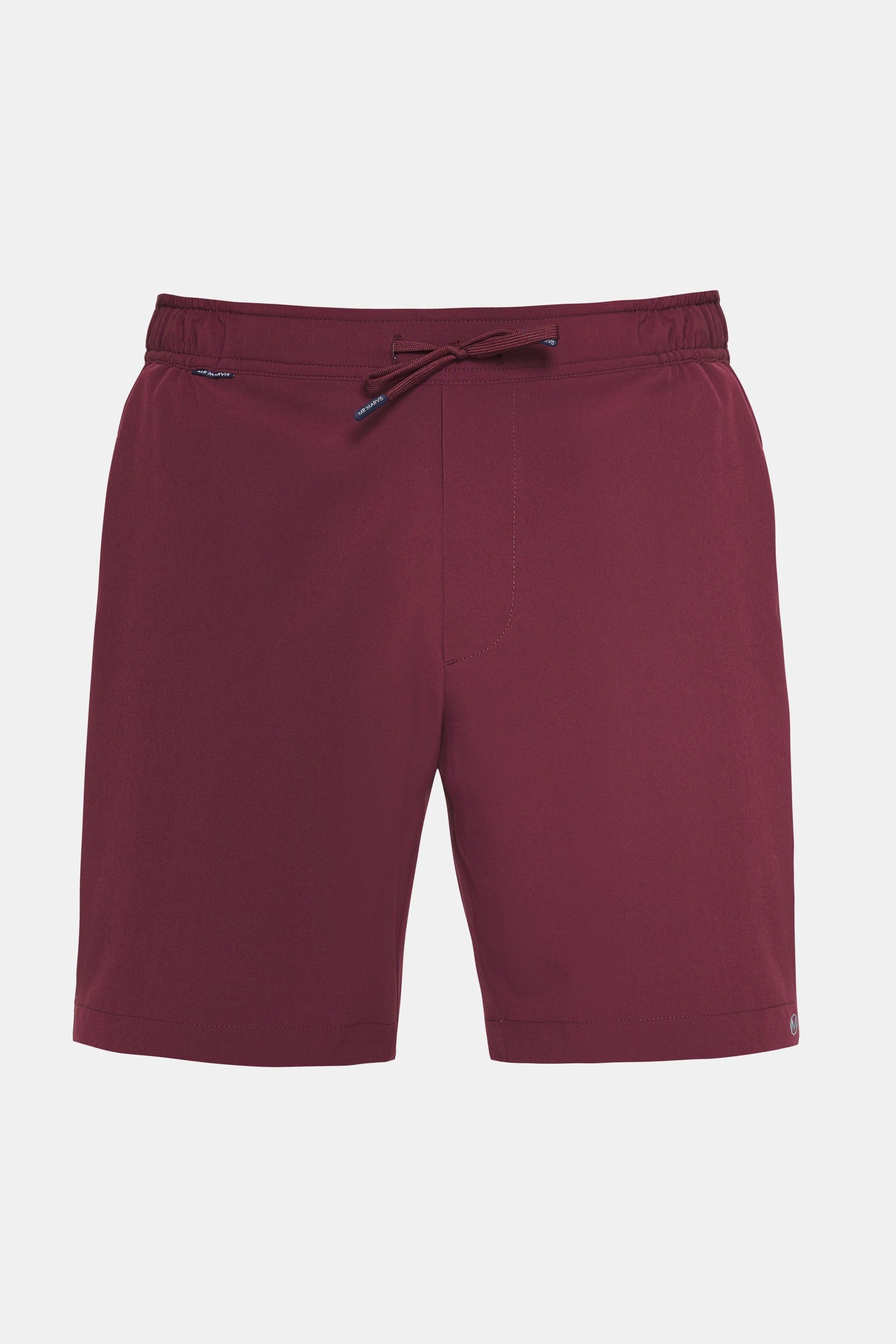 Mens lightweight sport shorts in burgundy