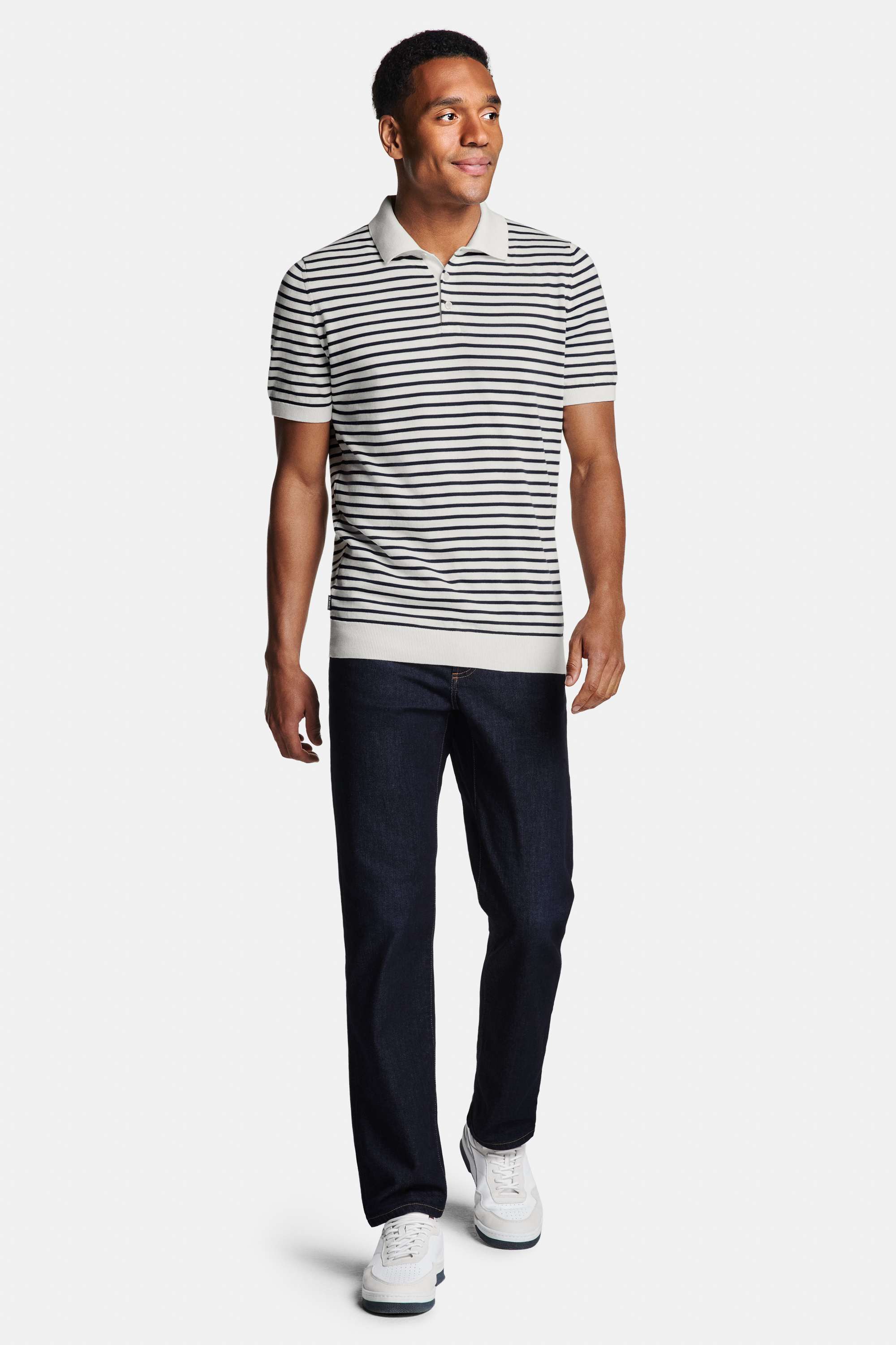 Officers * The Knitted Polo, Mingus * The Straight Fit Jeans, Cosmics * The Classic Sneakers