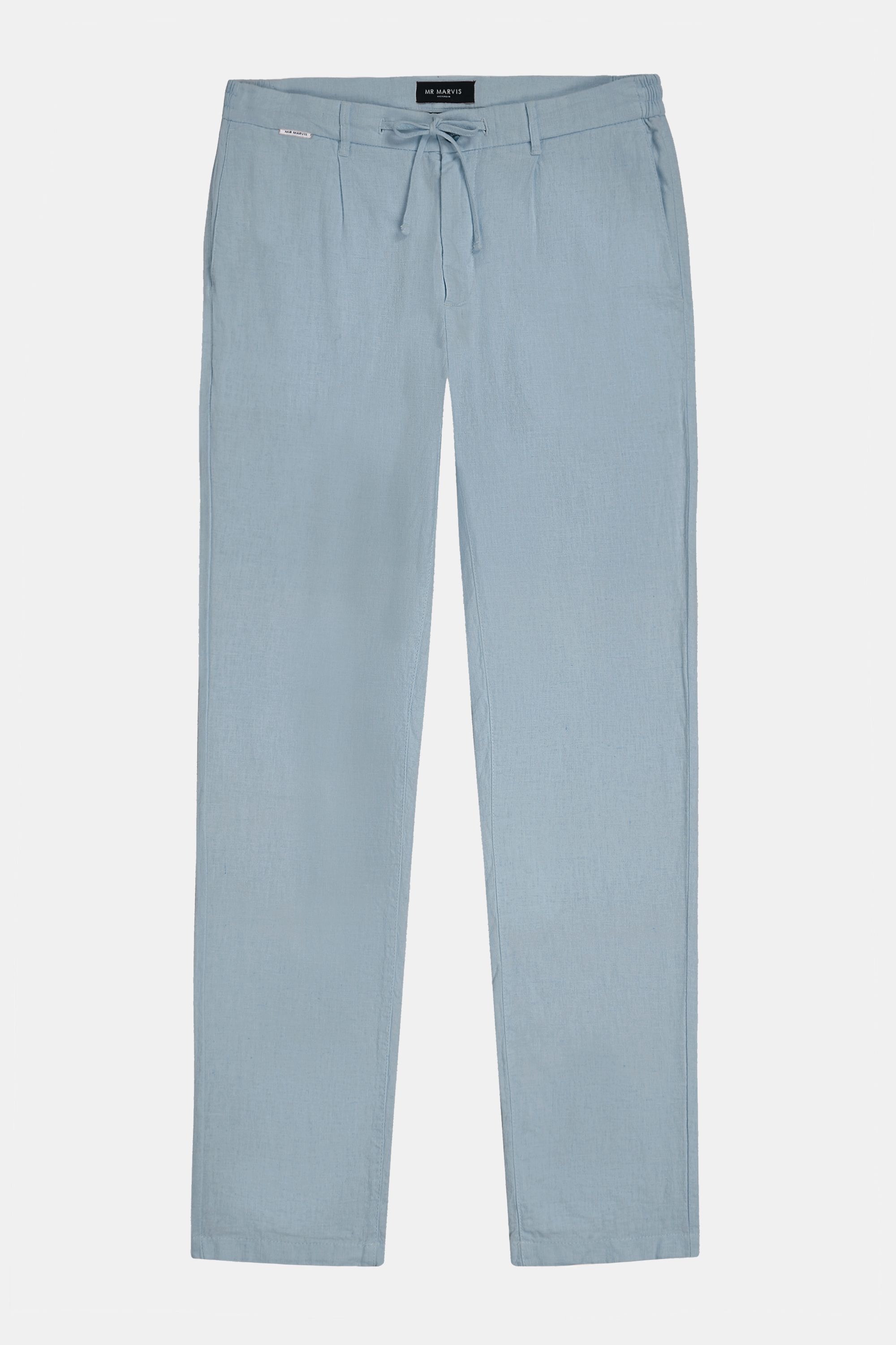 Mens linen blend trousers with relaxed fit in light grey blue