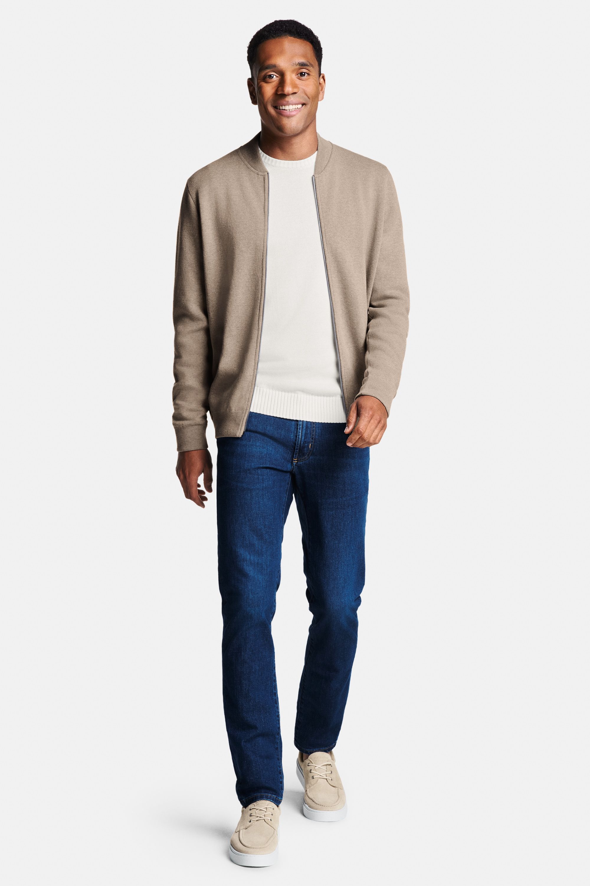 Coconuts * The Midweight Crew, Baristas * The Zip Cardigan, Davis * The Jeans, Gazettes * The Boat Sneakers