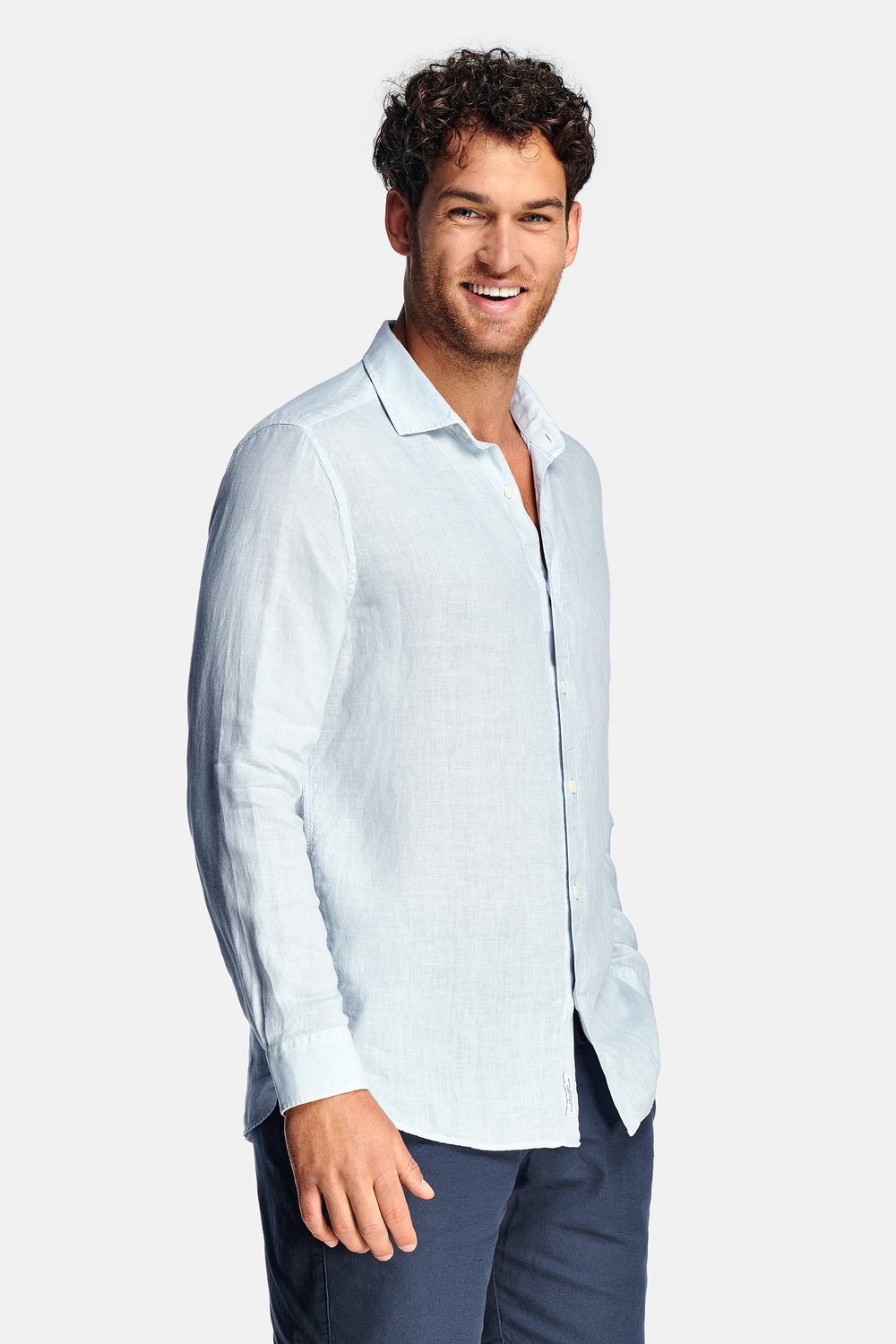 Solid SDALLAN LINEN MIX - Overhemd - chambray blue/blauw Solid SDALLAN LINEN MIX - Overhemd - chambray blue/blauw