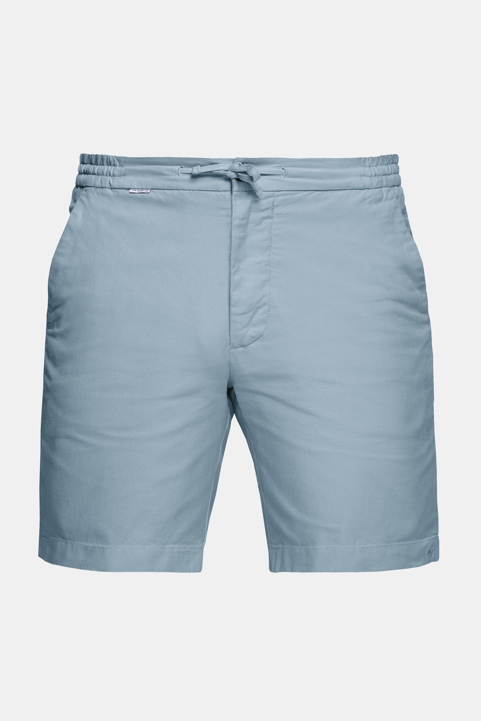 Mens linen shorts in light grey blue