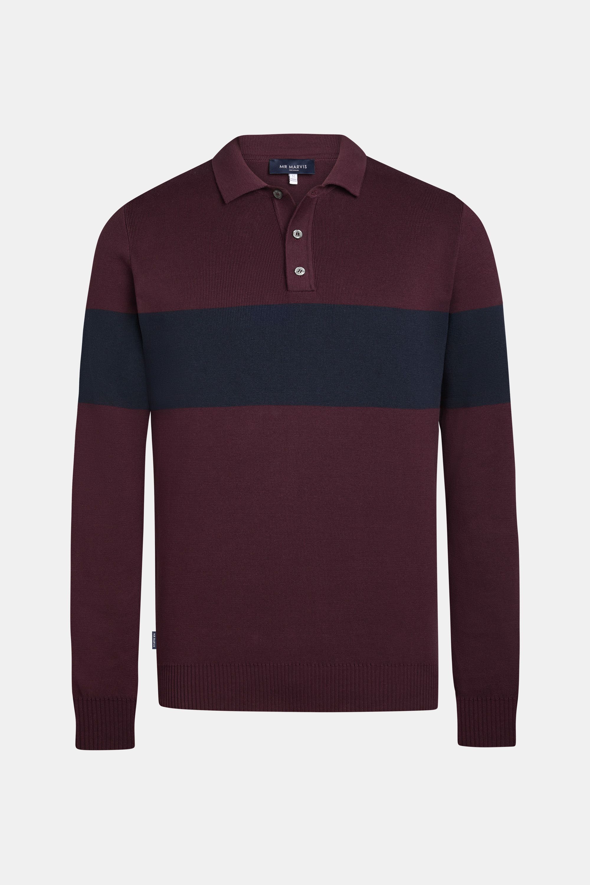 Herren Rugby-Pullover in Burgunderrot mit Dunkelblau