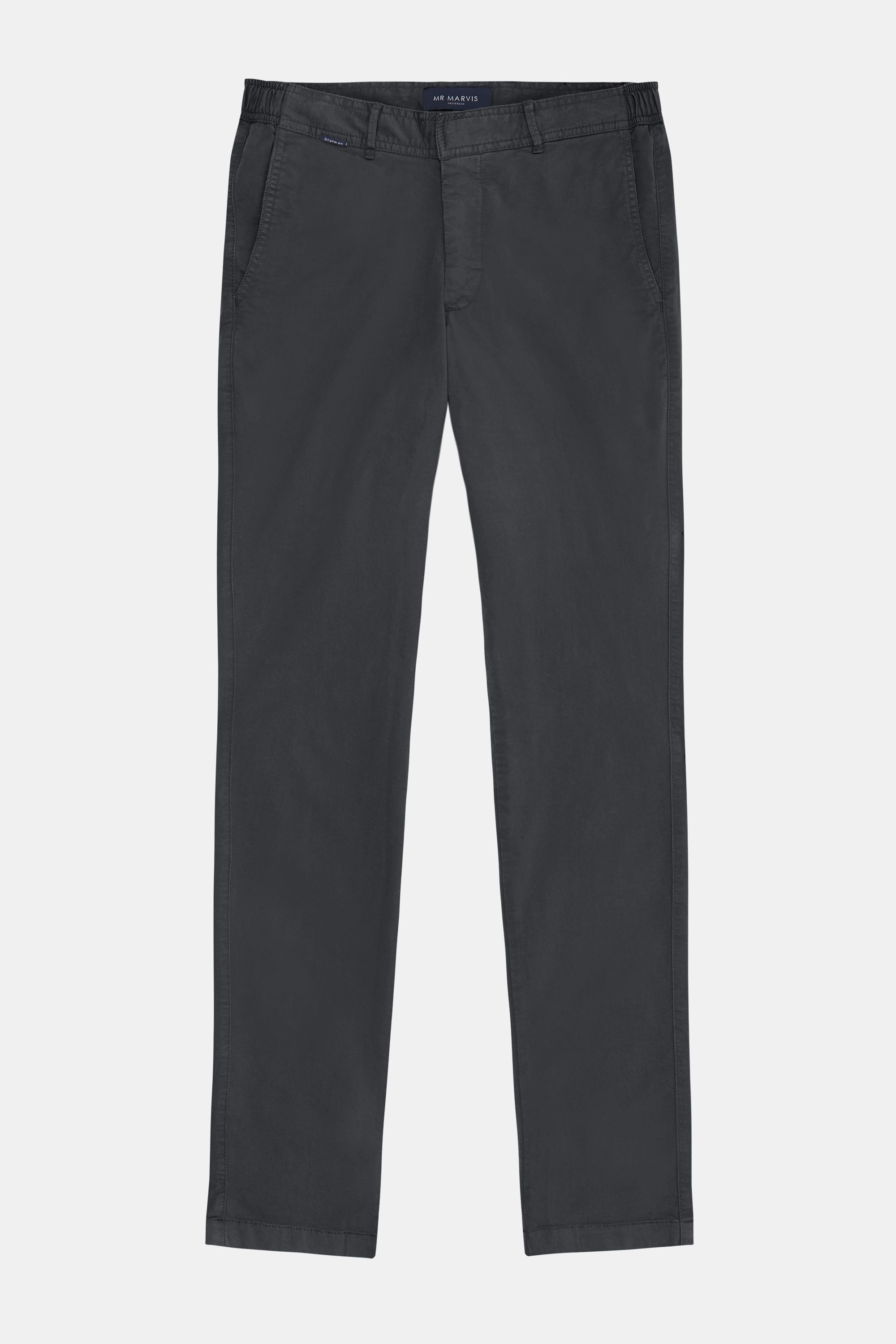 Mens stretch chinos with tailored fit in dark grey