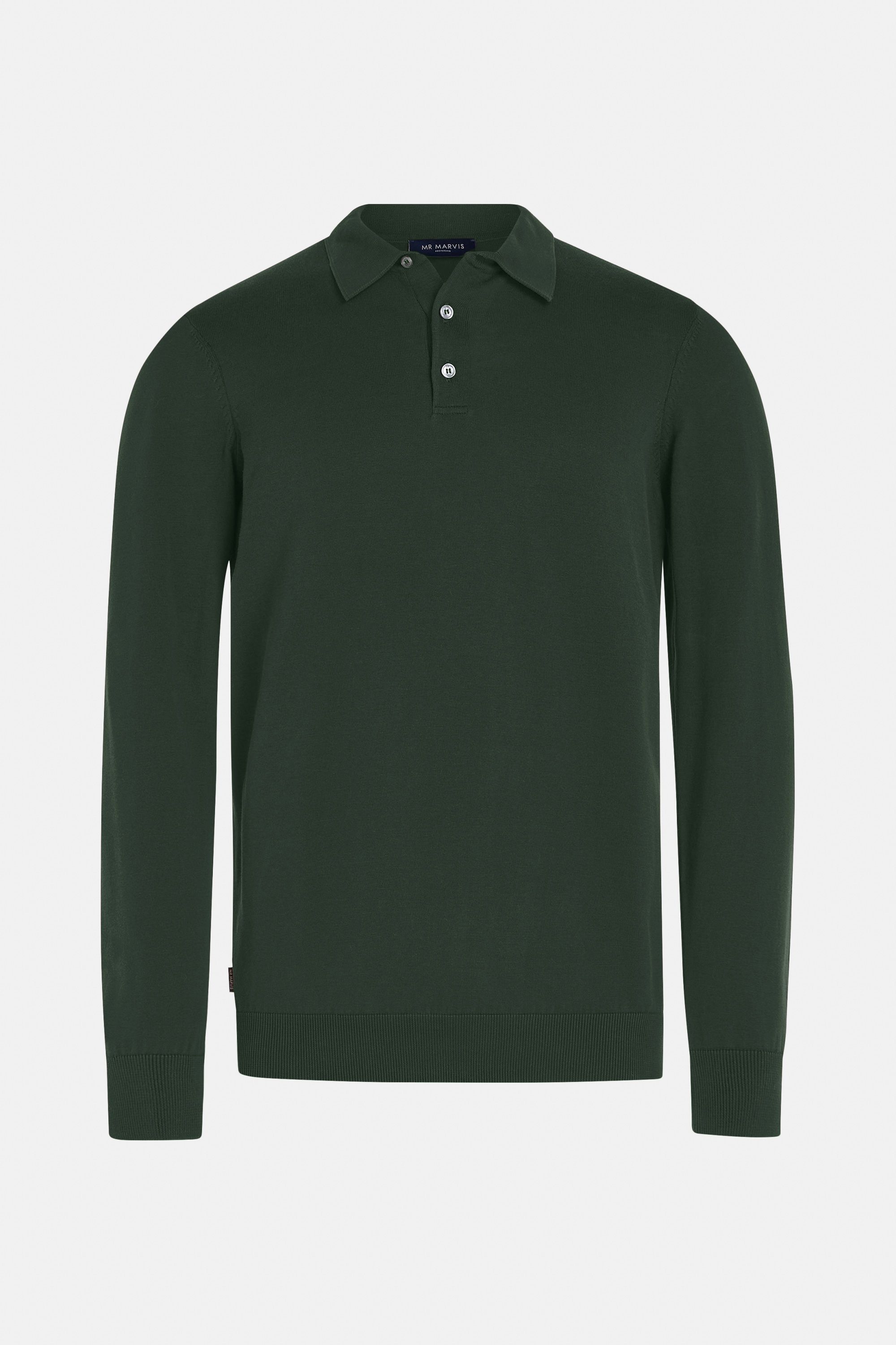 Mens long-sleeve polo in dark army green