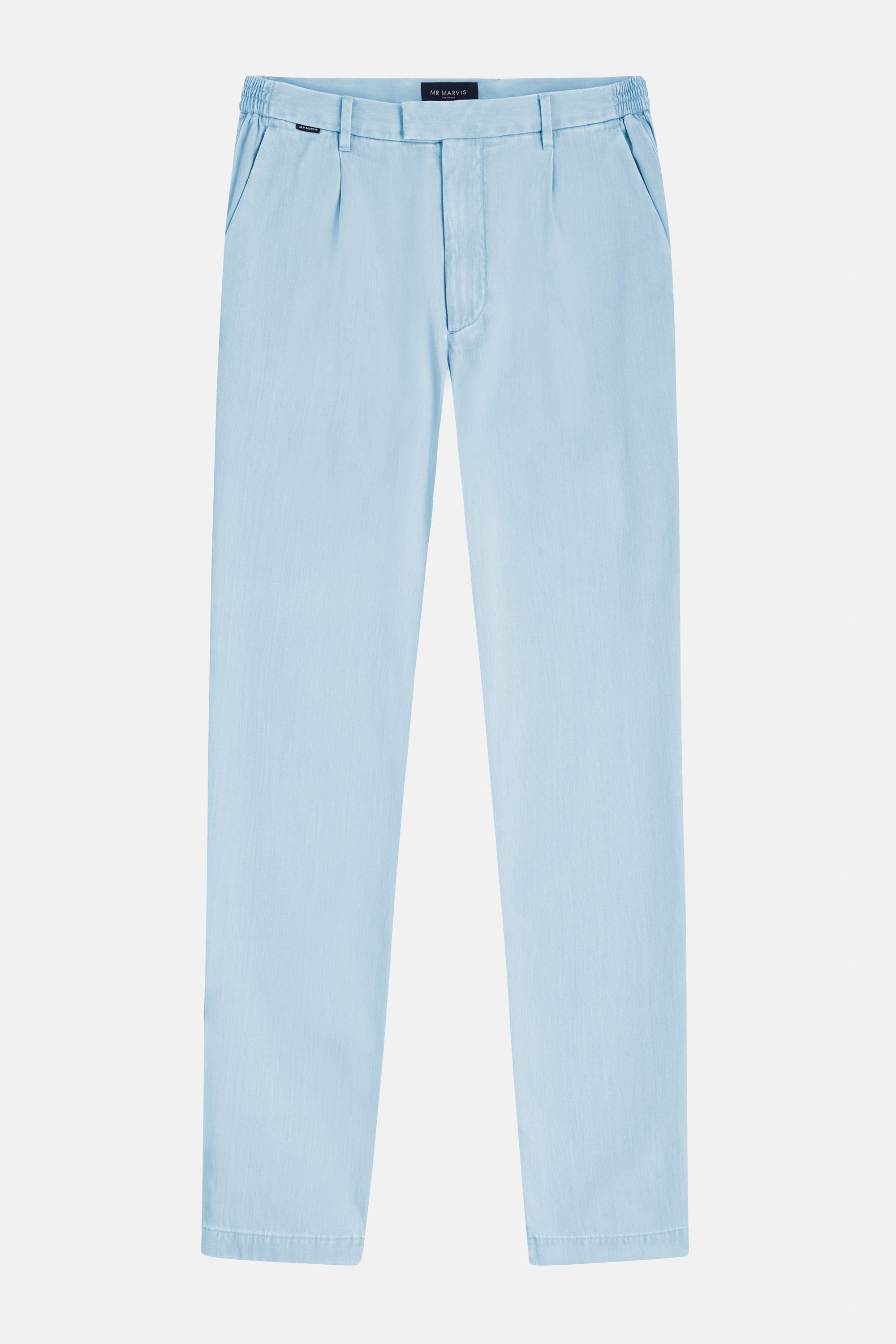 Mens pleated chinos with relaxed fit in ultra light blue