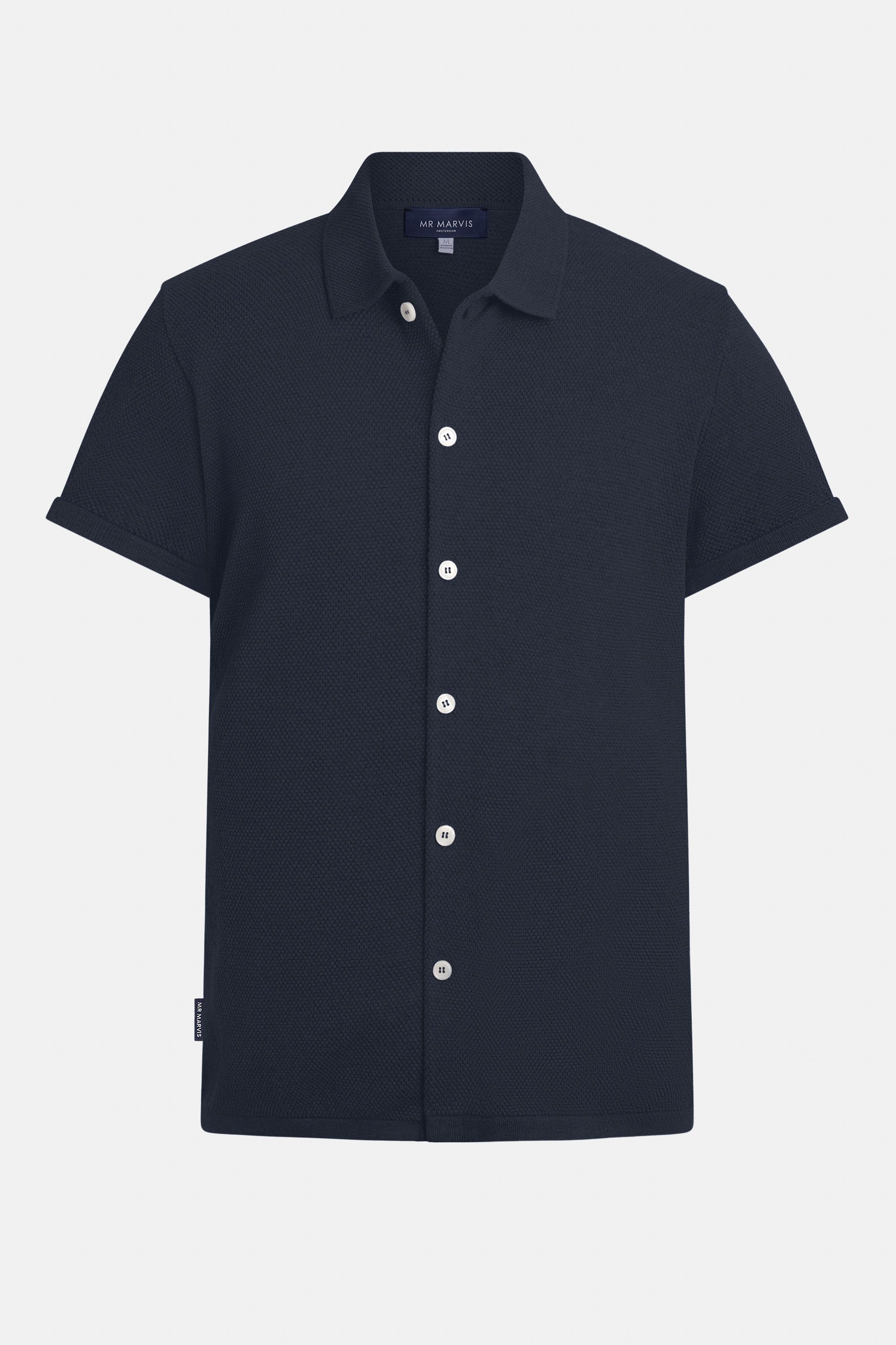 Mens airy knitted shirt in dark blue
