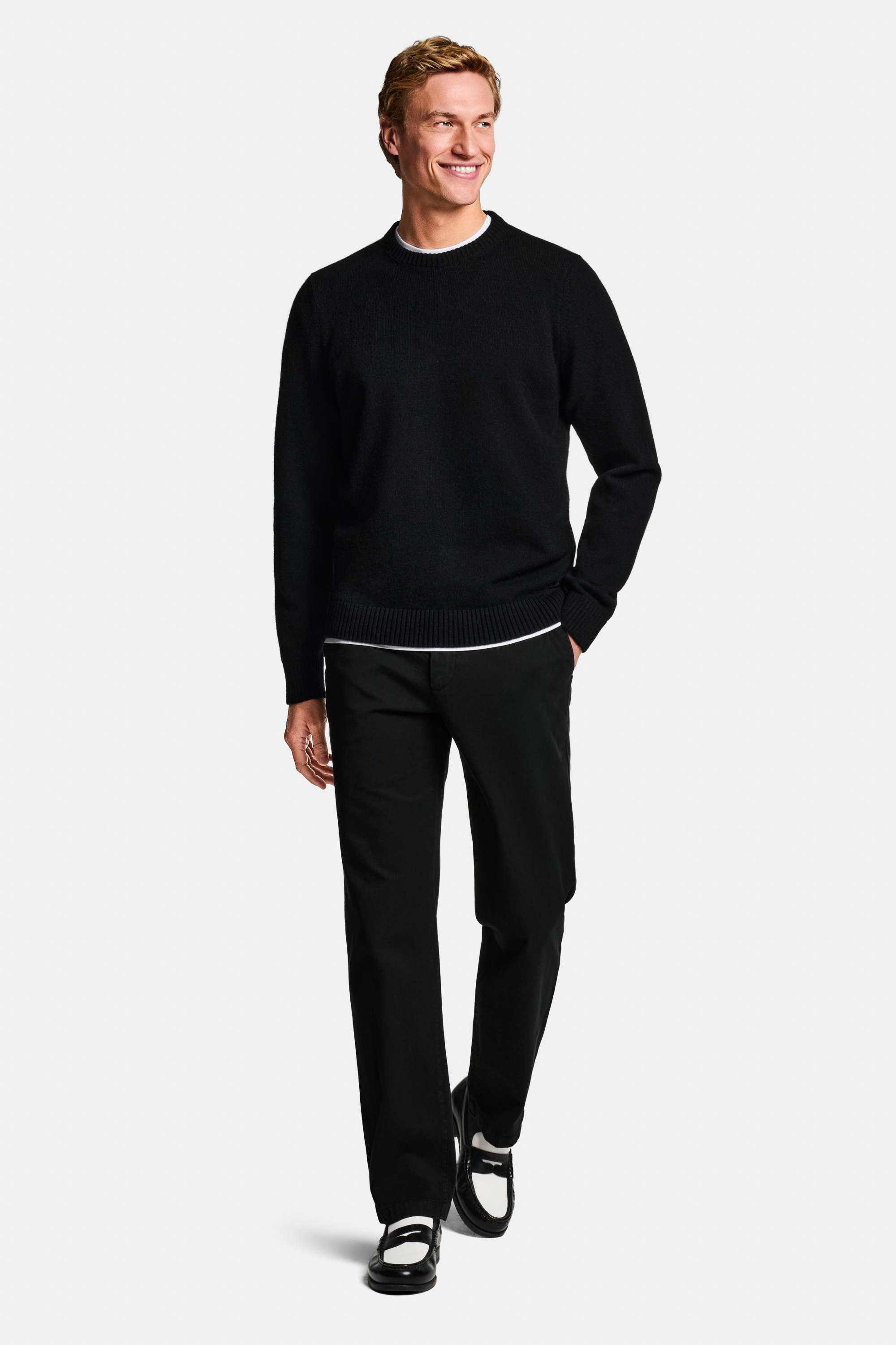 Wimbledons * The Midweight Tee, Blackjacks * The Wool Pullover, Blackjacks * The Straight Fit Chinos