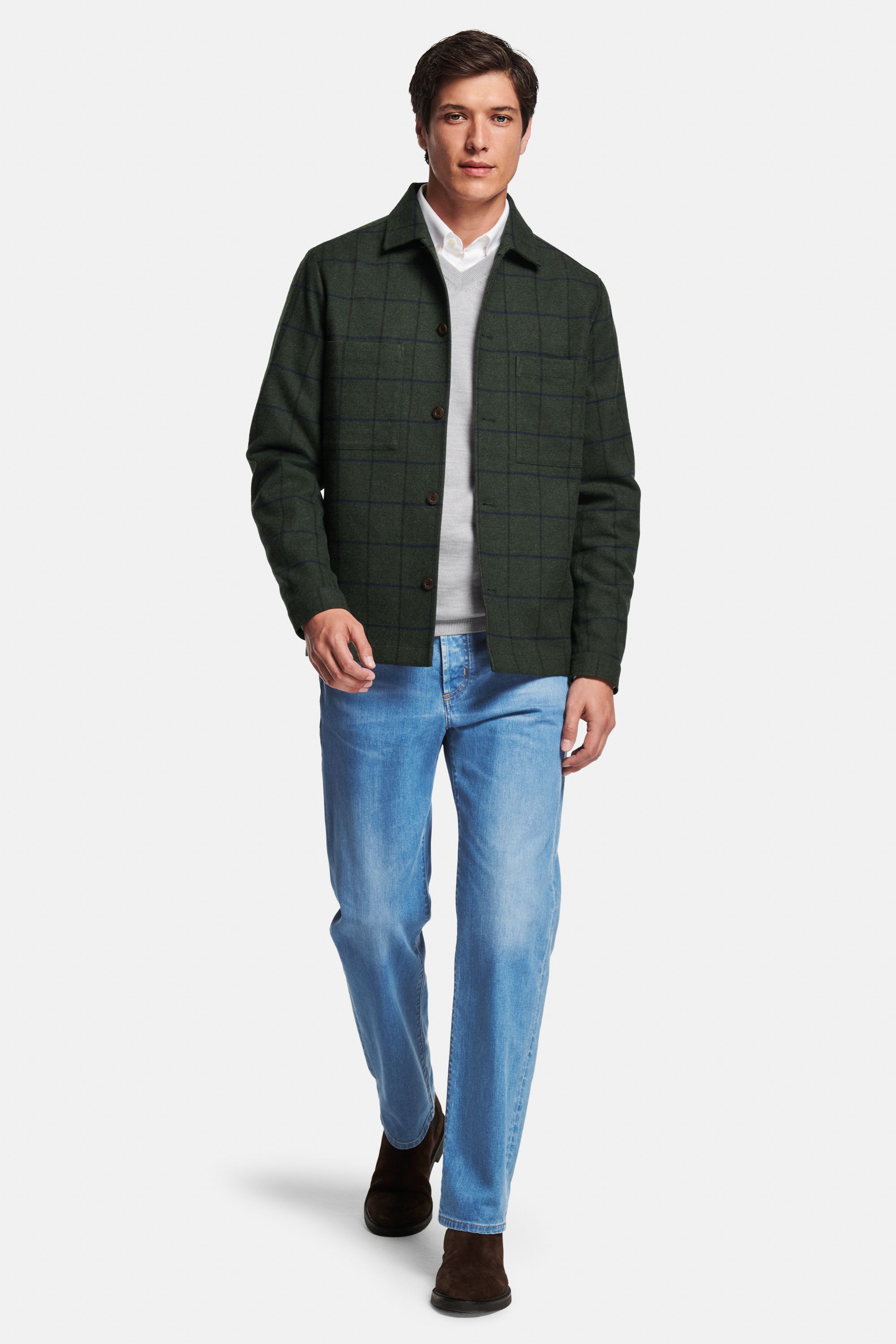Wimbledons * The Oxford Shirt, Oysters * The Merino V-neck, Holmes * The Shacket, Carlos * The Straight Fit Jeans