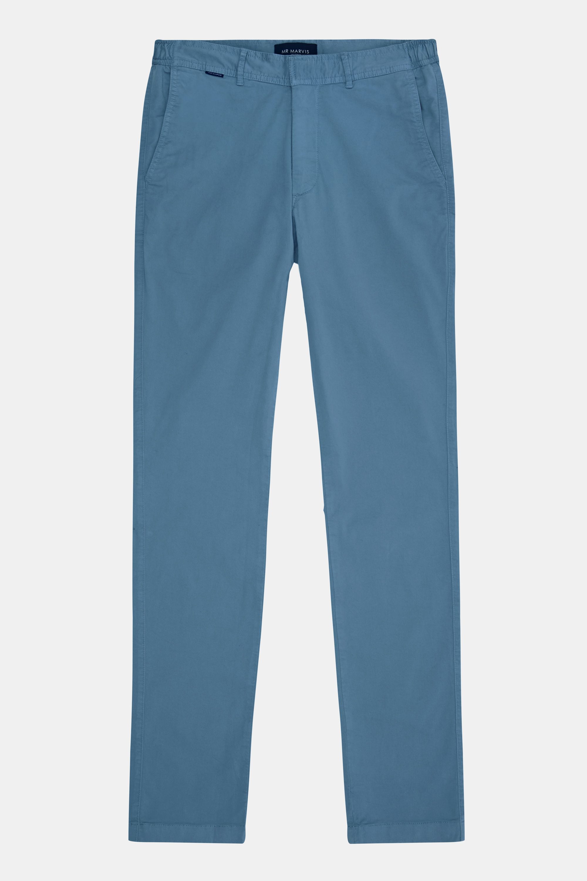 Mens stretch chinos with tailored fit in blue