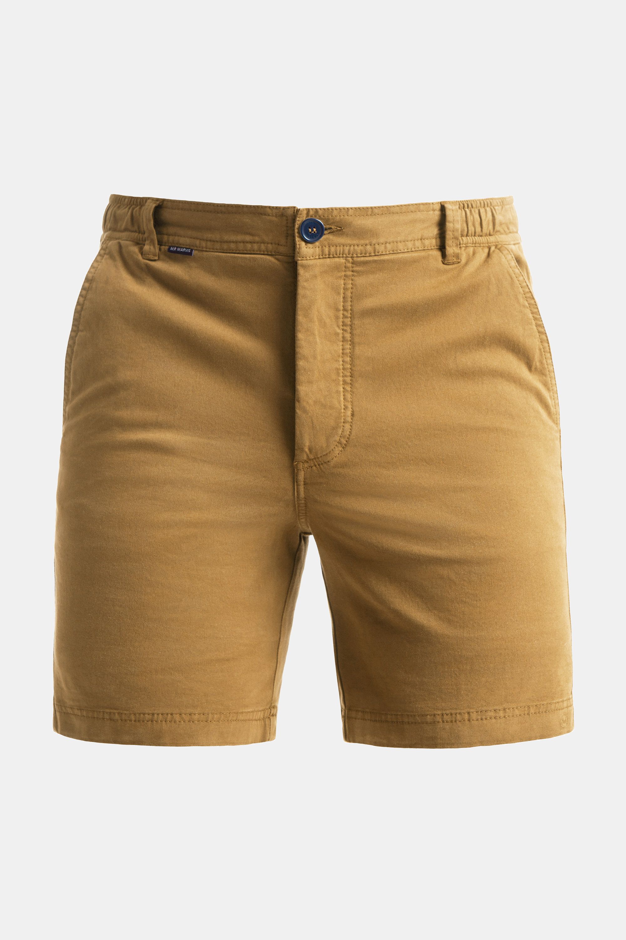 Mens stretch chino shorts in yellow brown