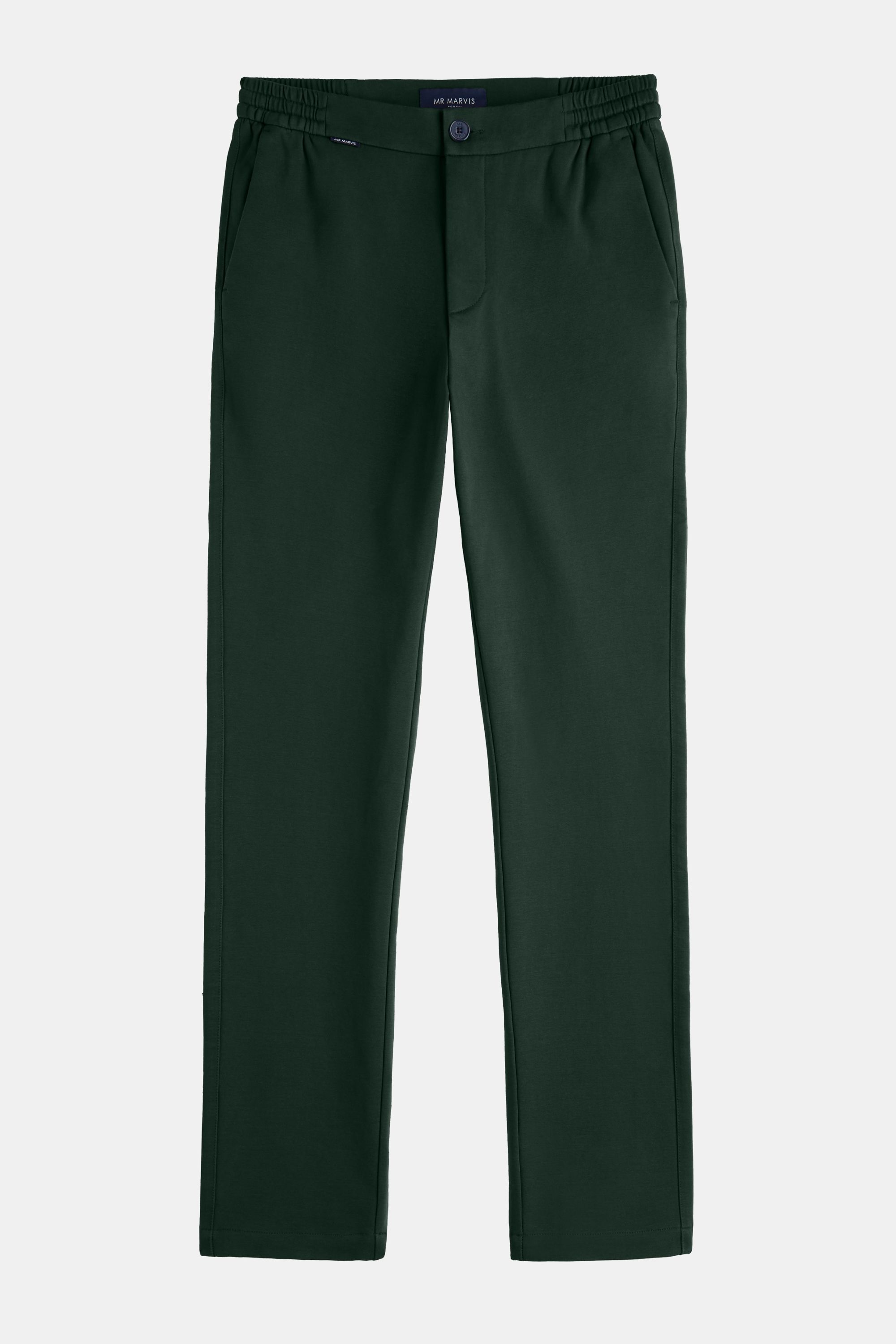 Mens stretch and soft trousers with regular fit in dark green