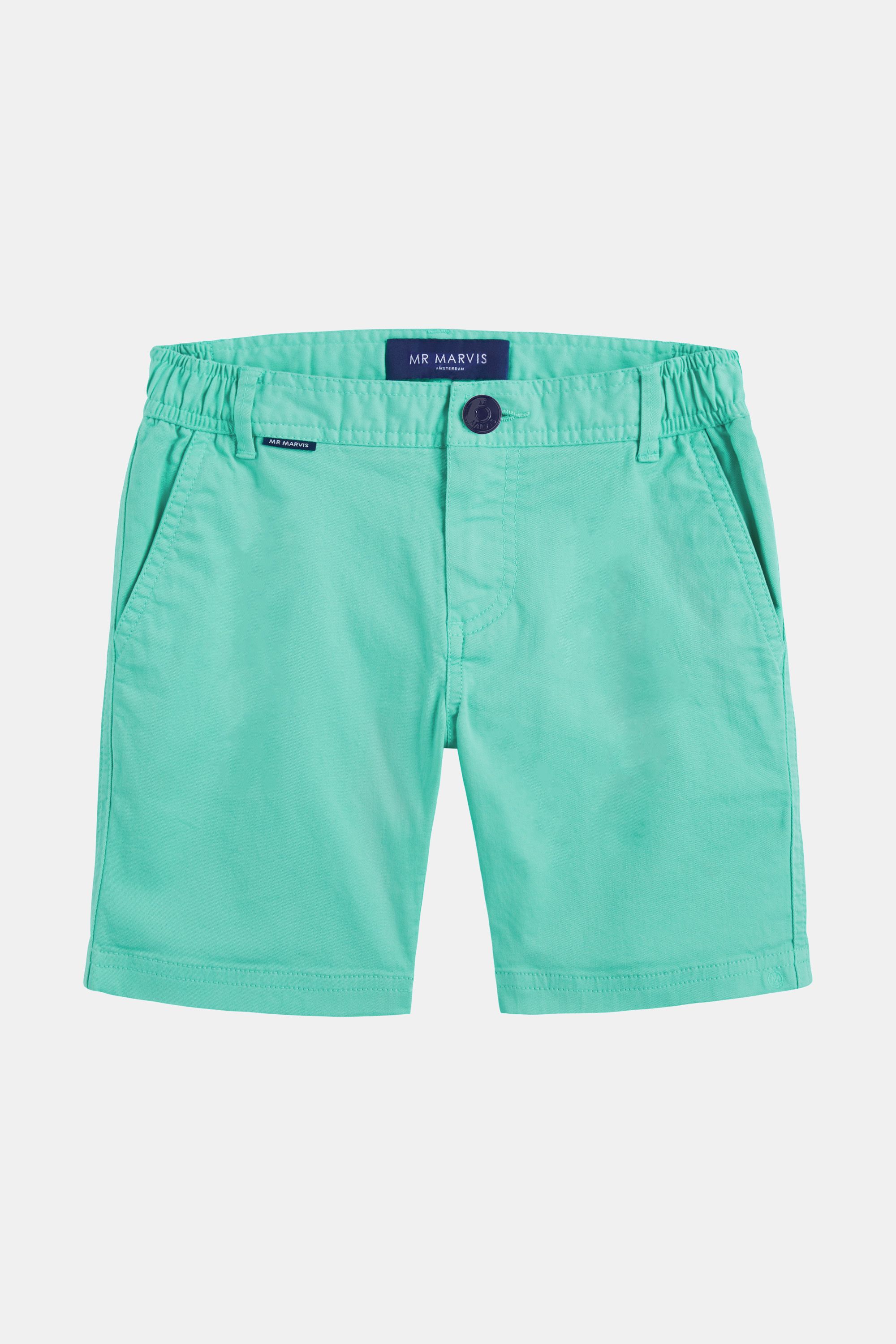 Short chino pour garçon en coton stretch en vert menthe