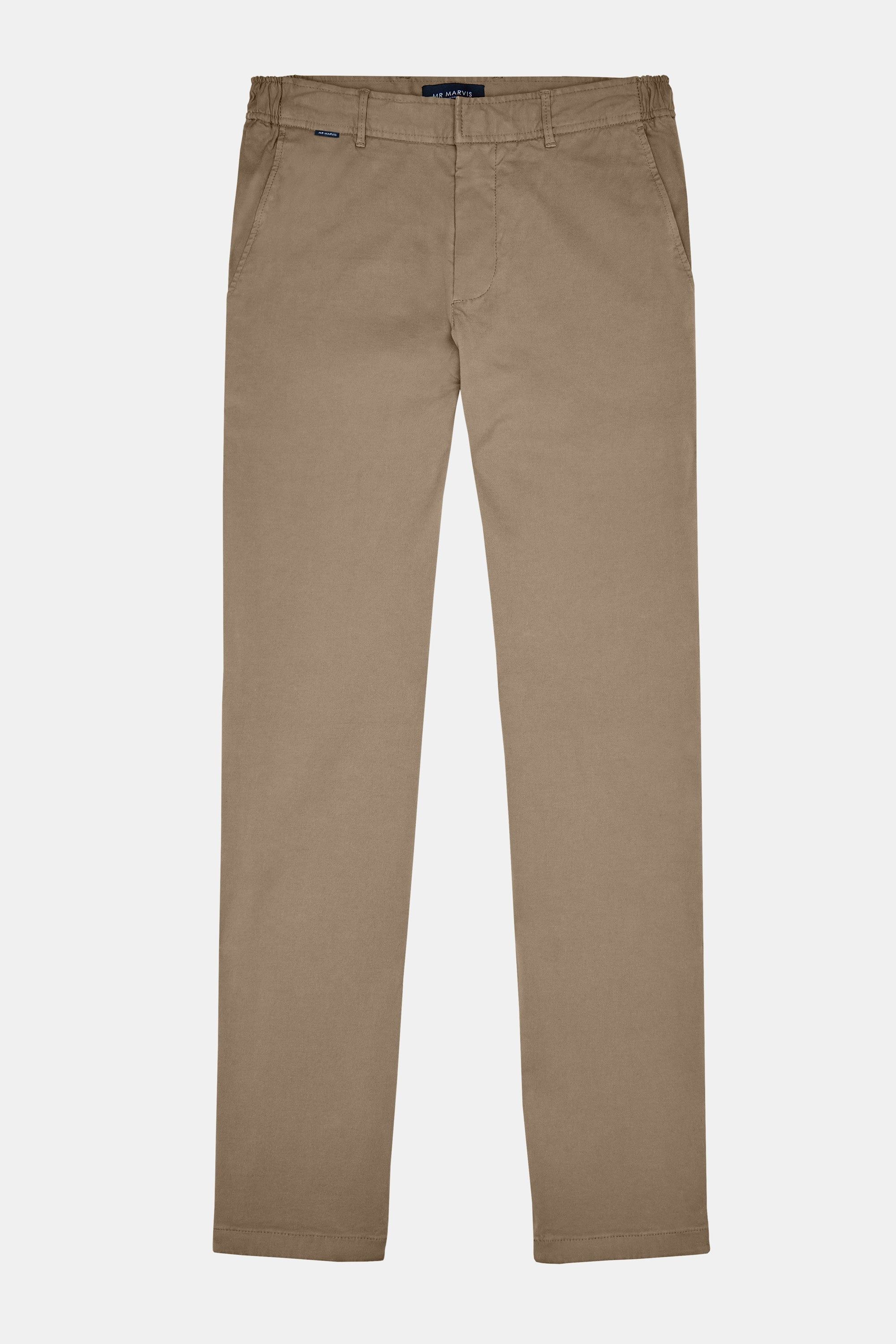 Mens heavyweight winter chinos with tapered fit in mid brown