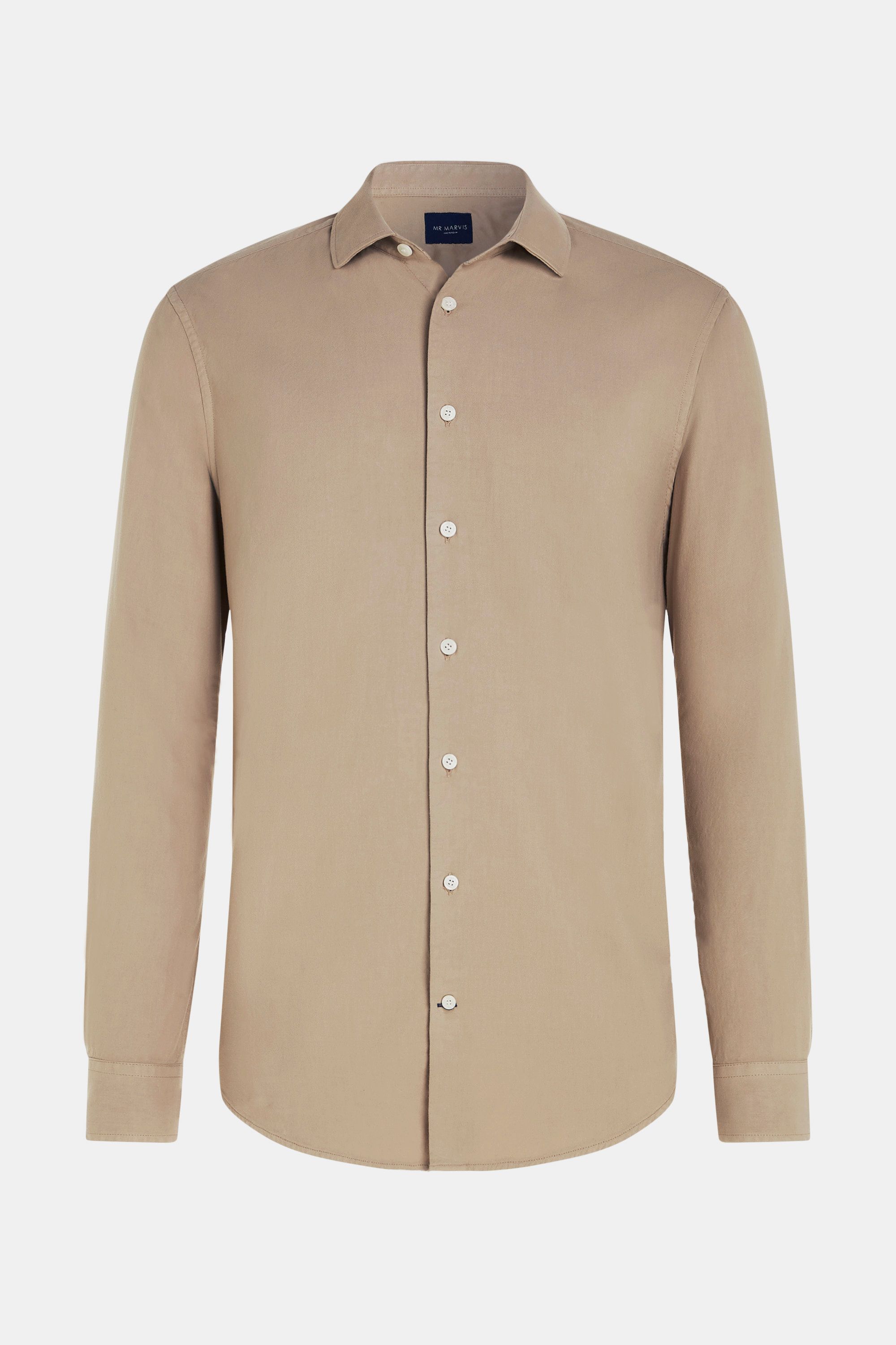 Mens cotton shirt with regular fit in dark sand
