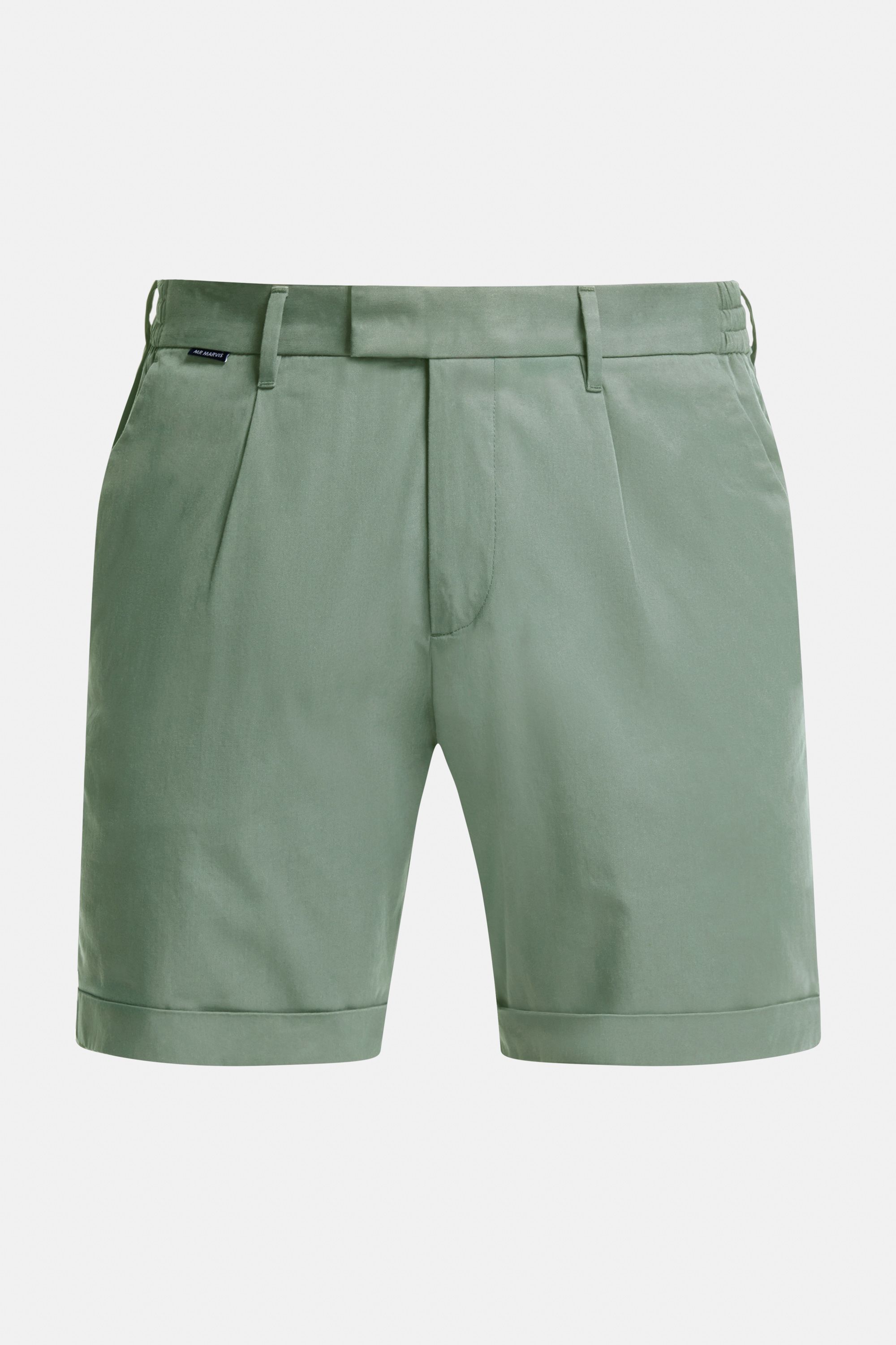 Mens pleated chino shorts in grey green