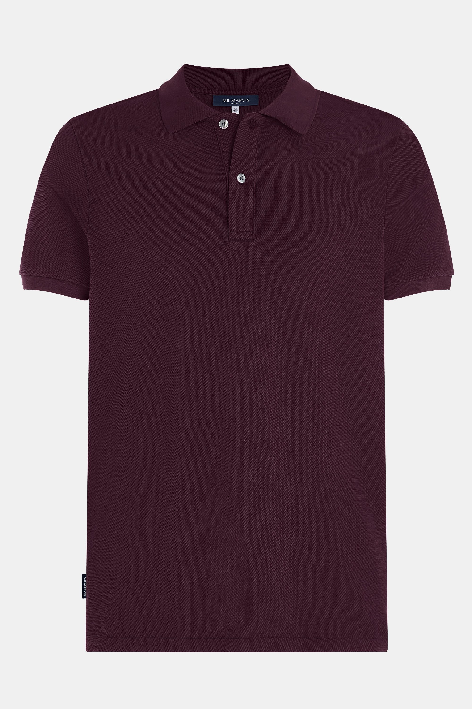 Mens pique polo with organic cotton in dark burgundy
