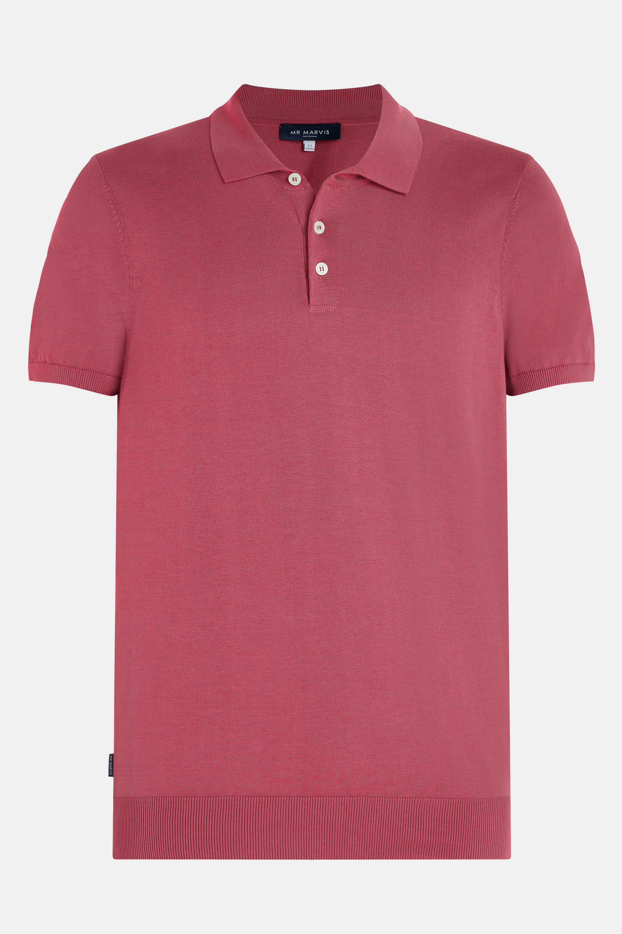 Polo in maglia fine da uomo in rosso ciliegia