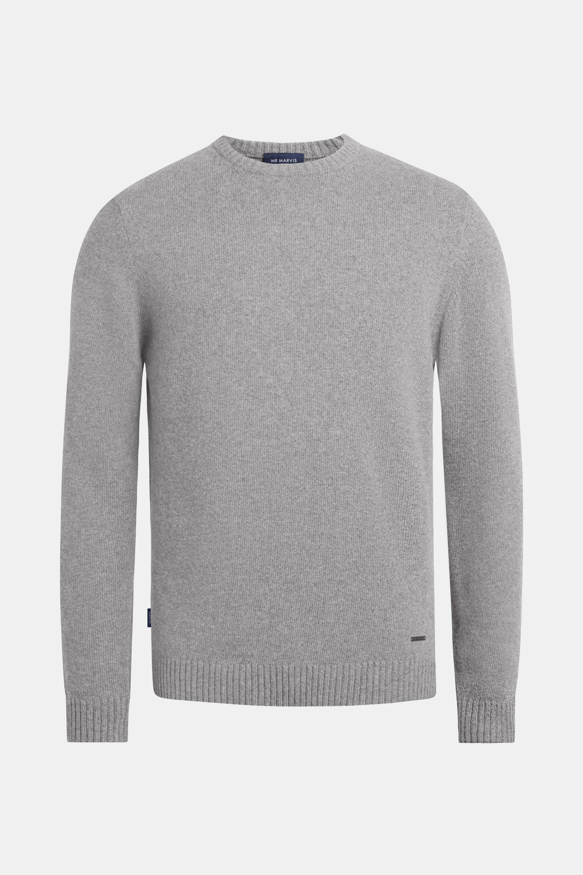Mens wool crewneck pullover in grey