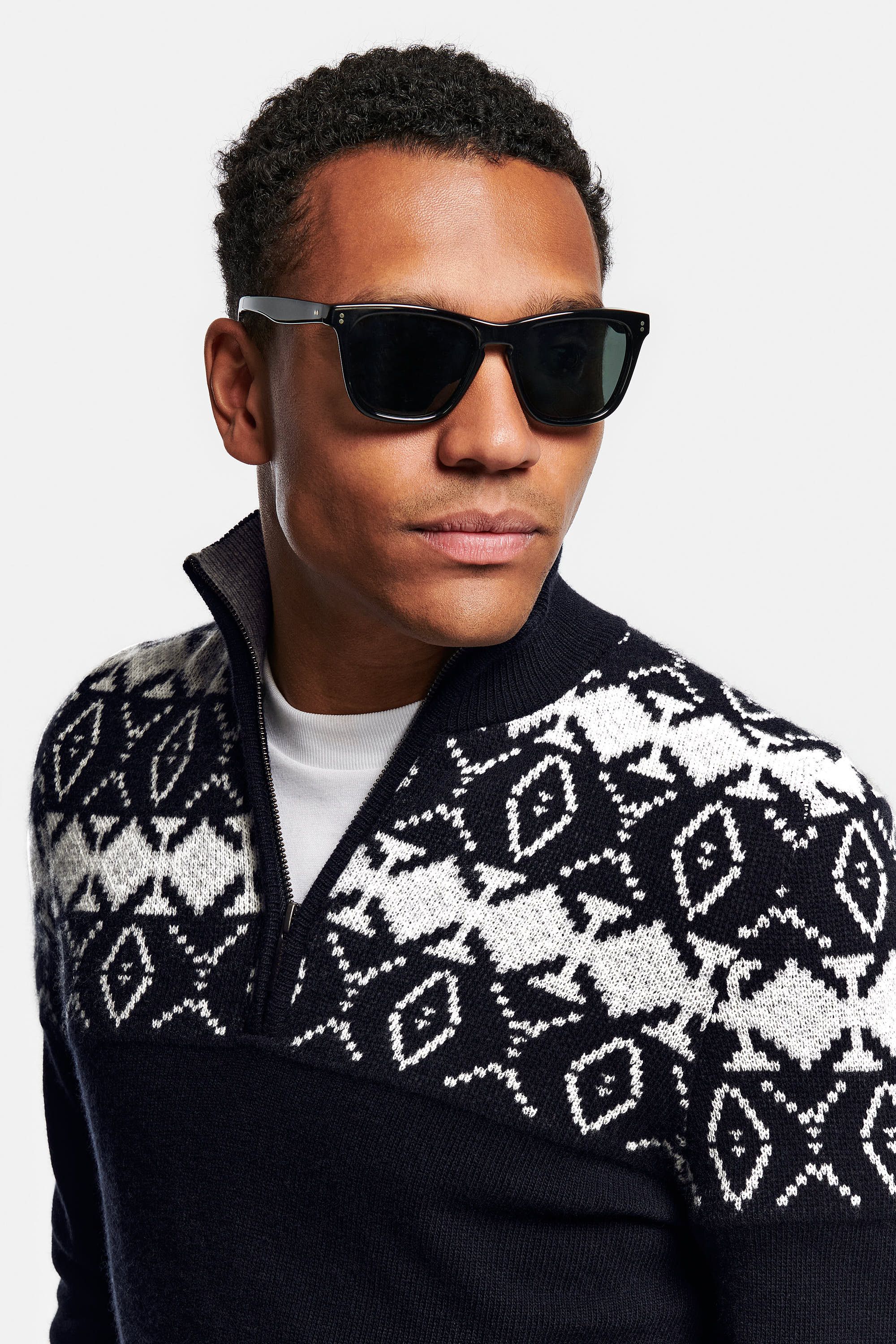 Retro wool sweater with zip collar for men - The Retro Zip