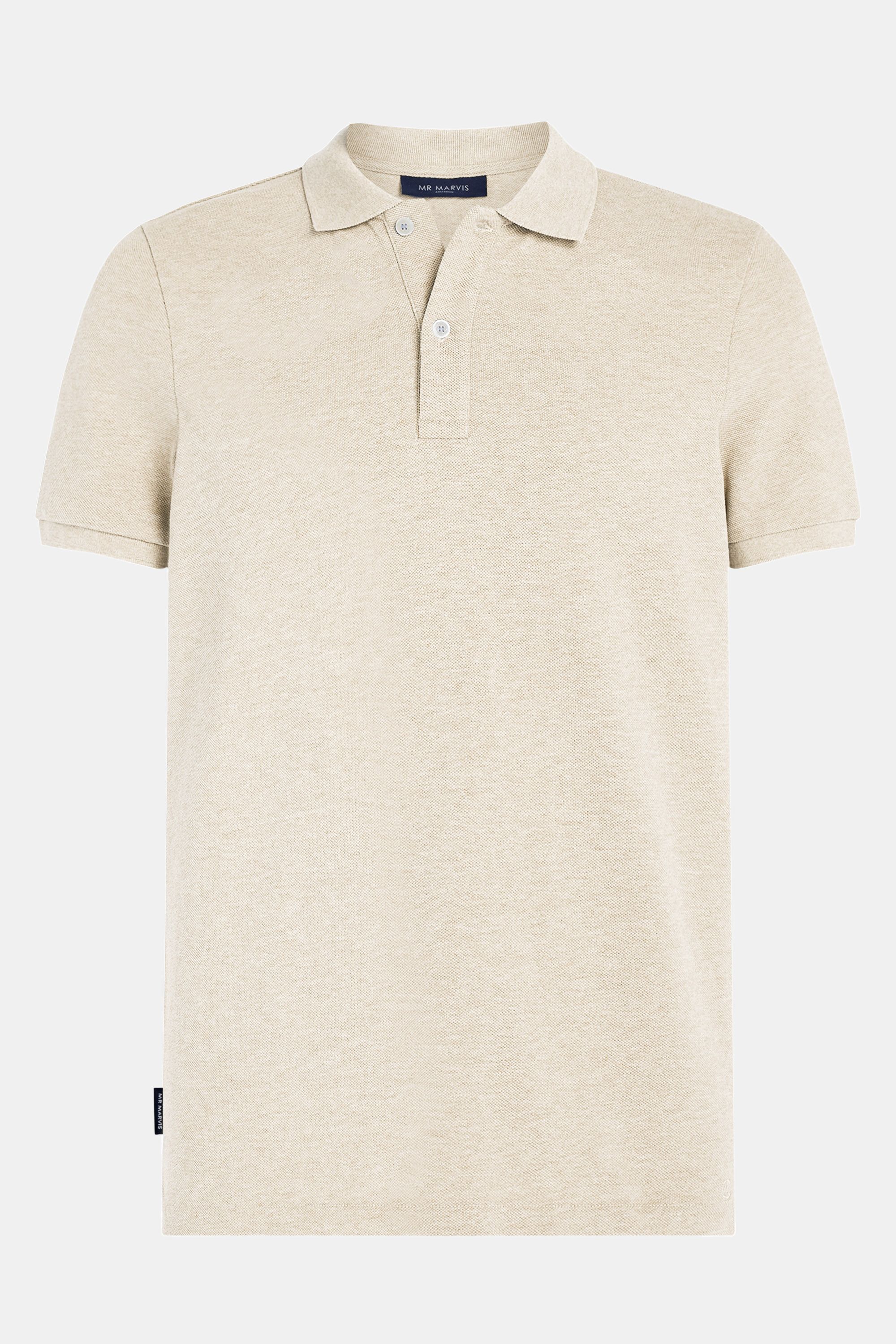 Mens pique polo with organic cotton in beige