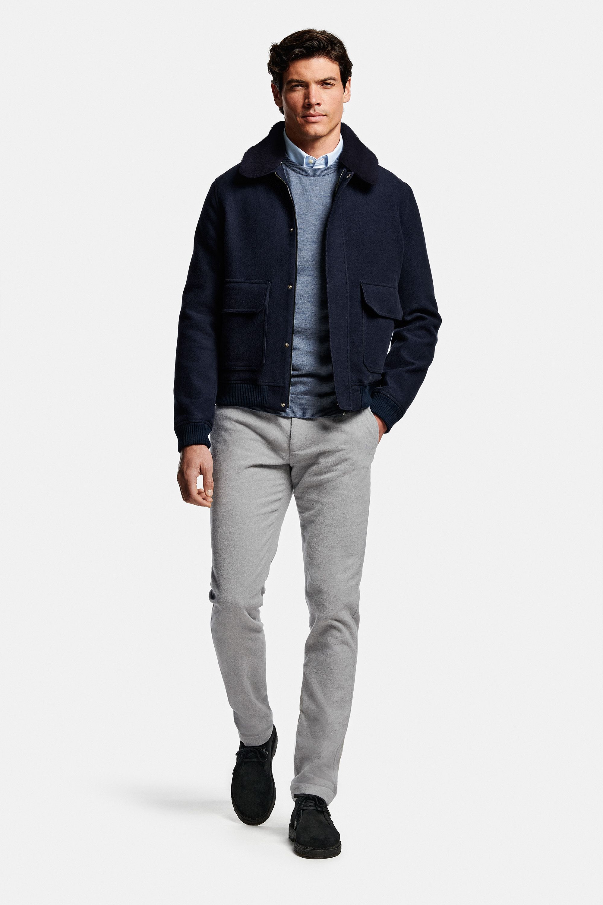 Avenues * The Oxford Shirt, Mavericks * The Merino Pullover, Deeps * The First-class Jacket, Oysters * The Flannels