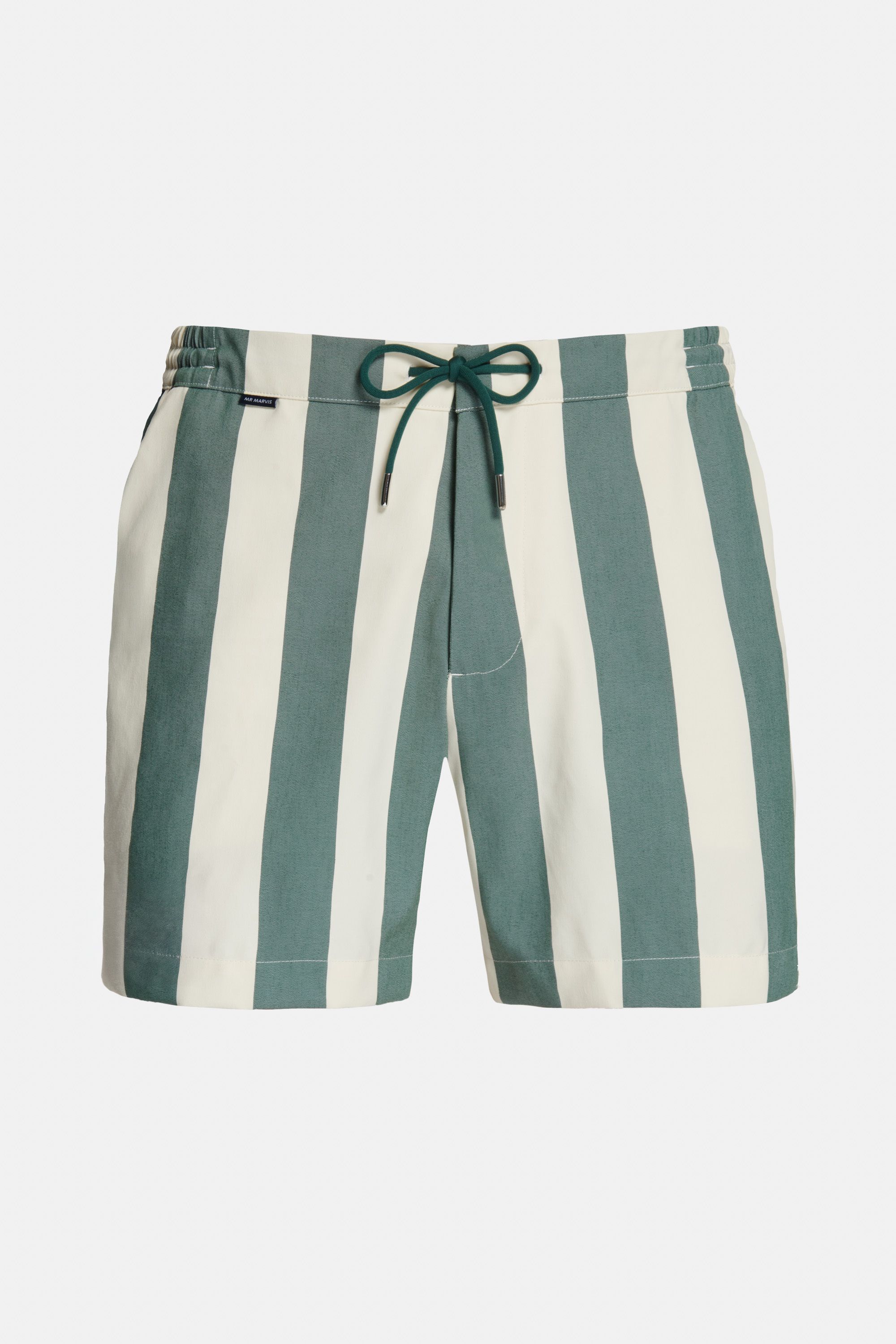 Herren Badeshorts mit breiten Streifen in Grün-Weiß