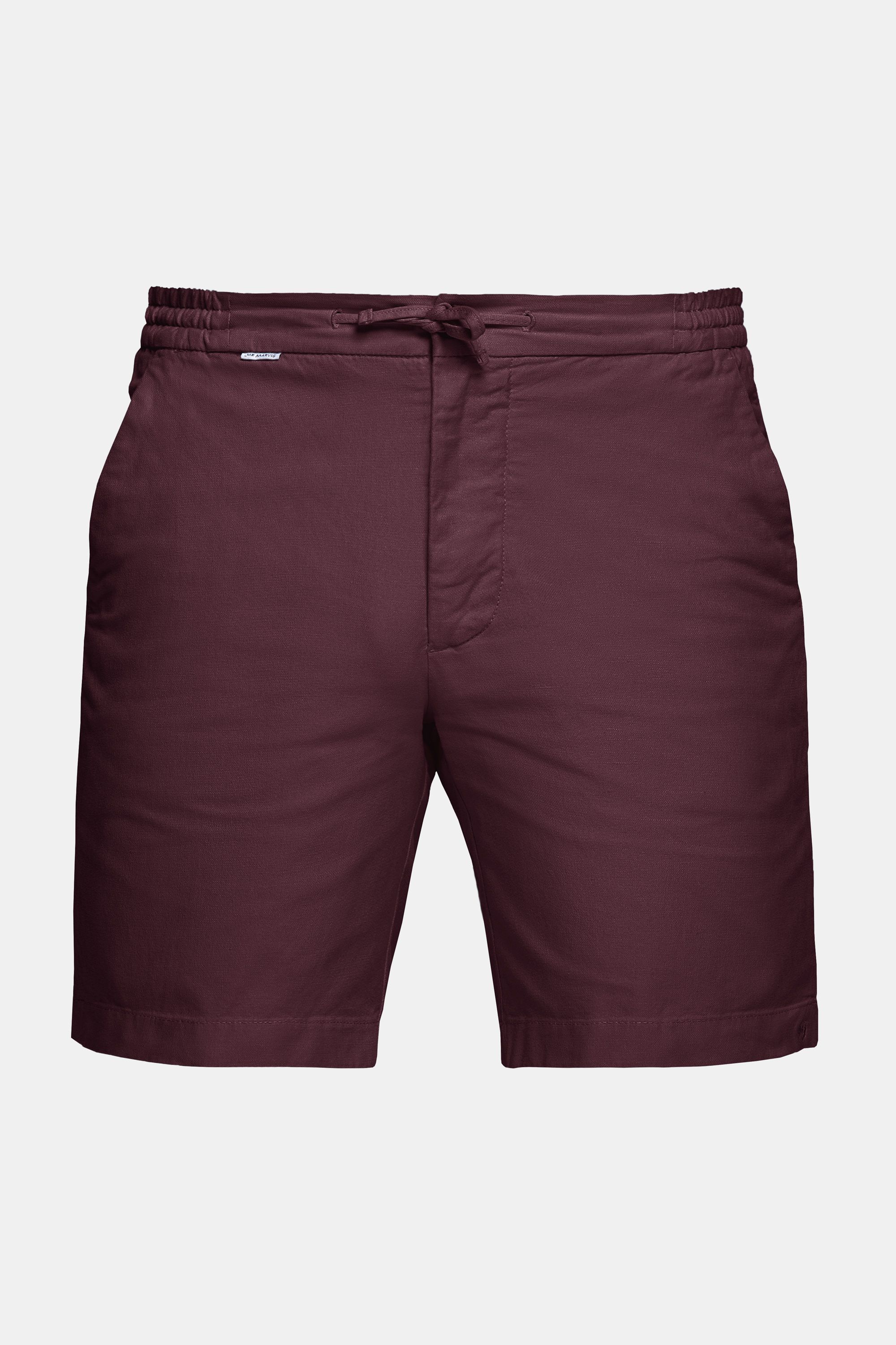 Mens linen shorts in dark burgundy