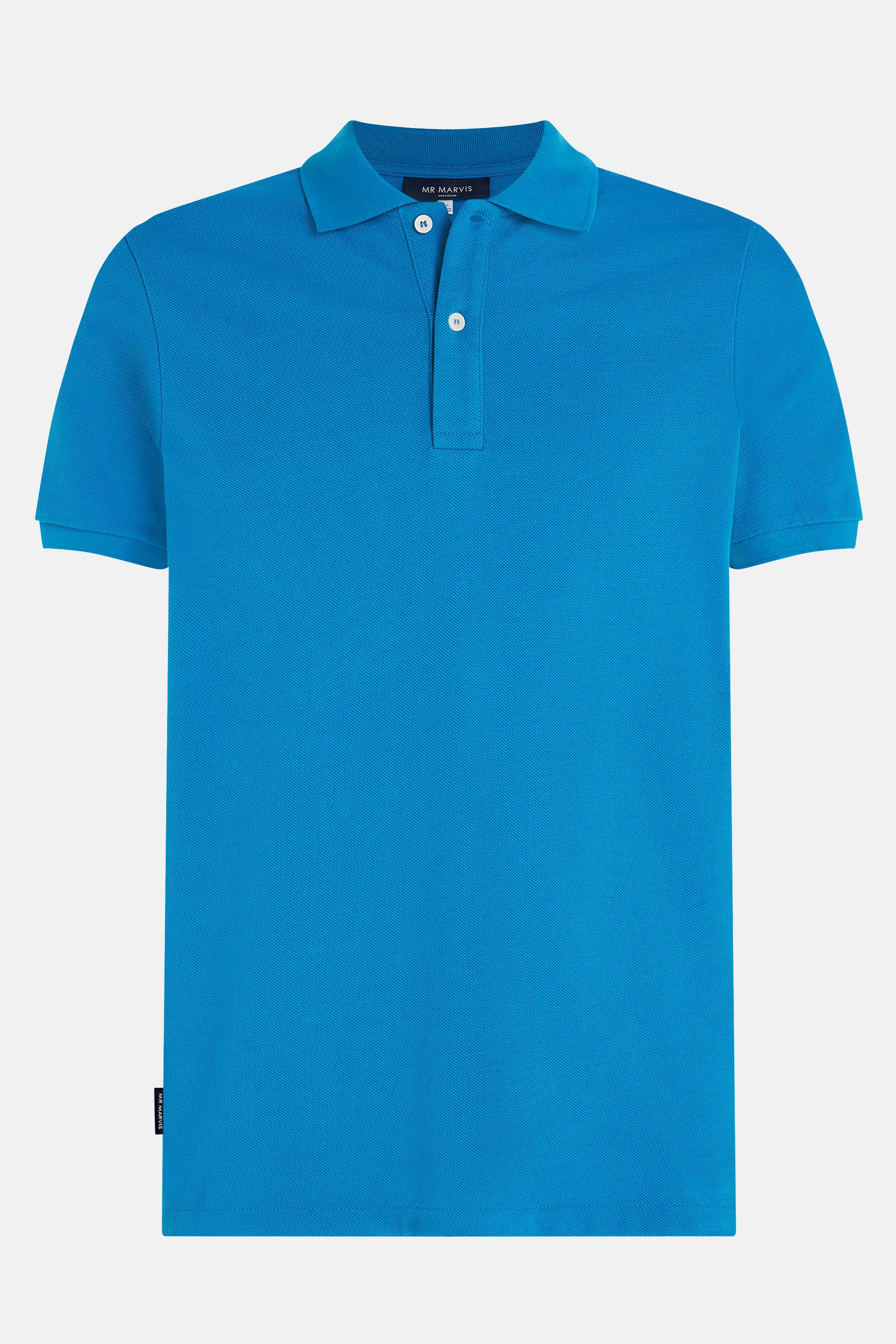 Mens pique polo with organic cotton in bright blue