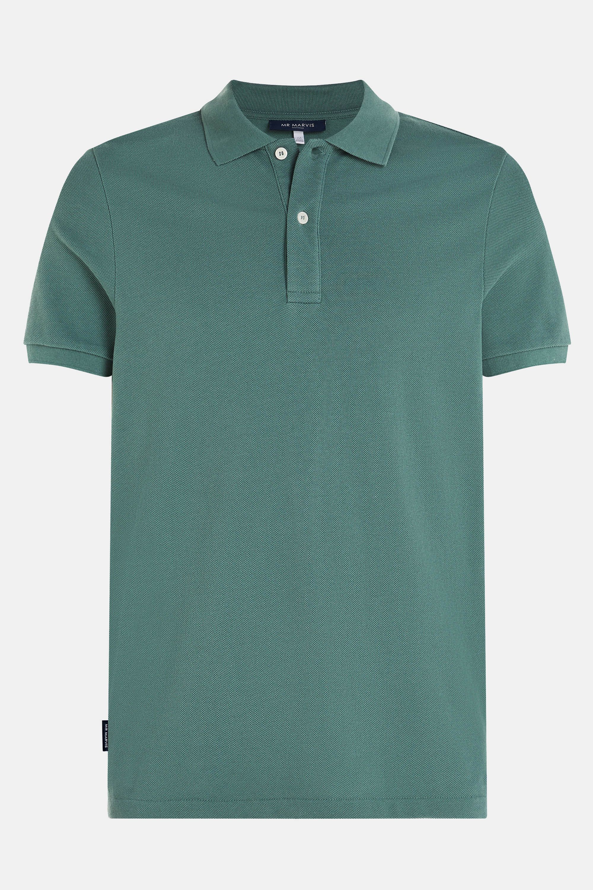 Mens pique polo with organic cotton in dark blue green