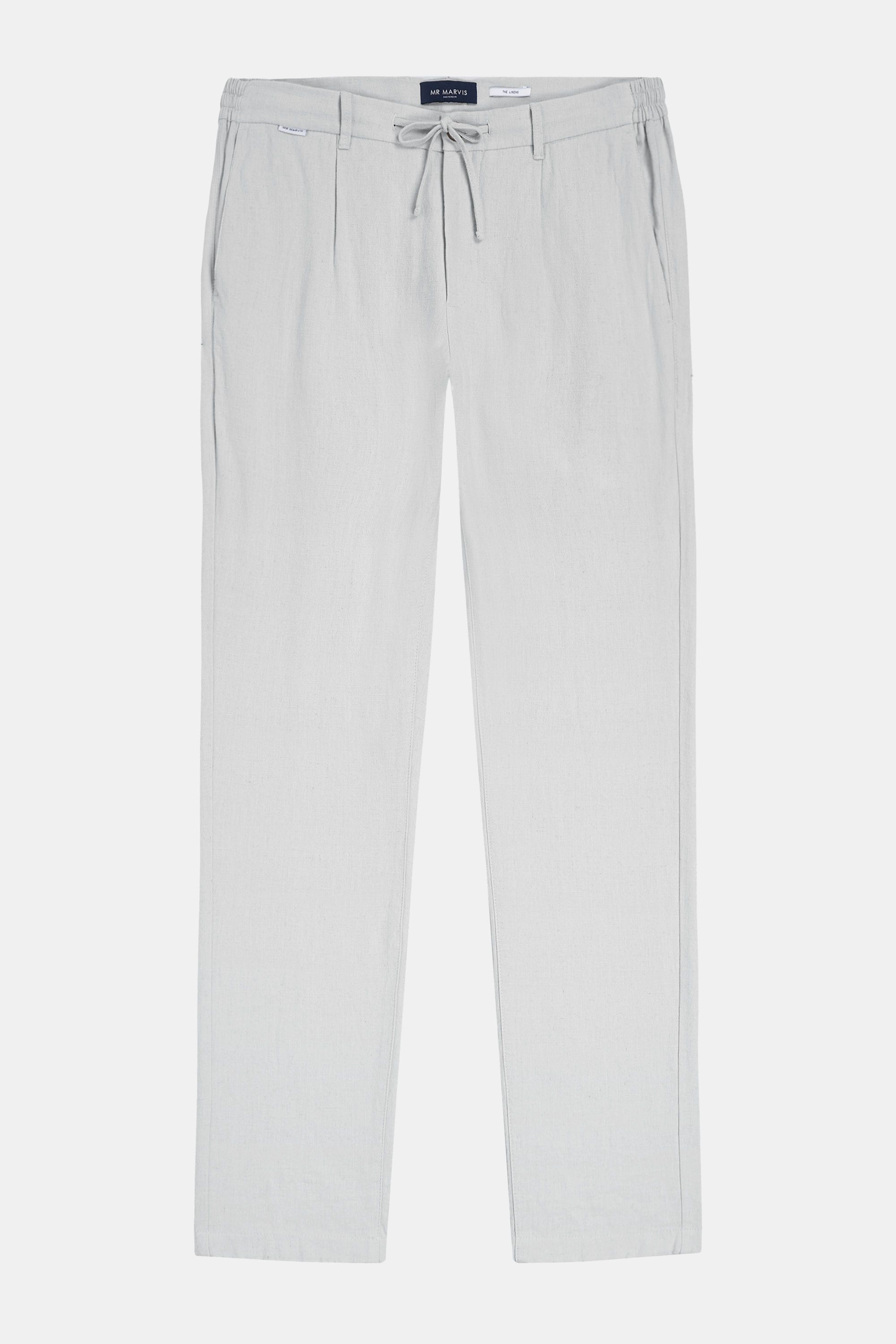 Heren linnenmix broek met relaxed fit in lichtgrijs