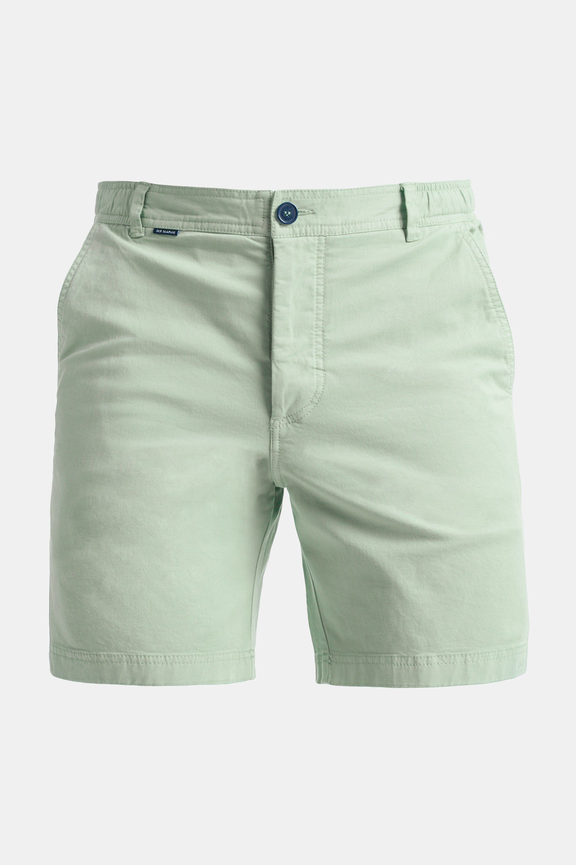 Mens stretch chino shorts in soft green
