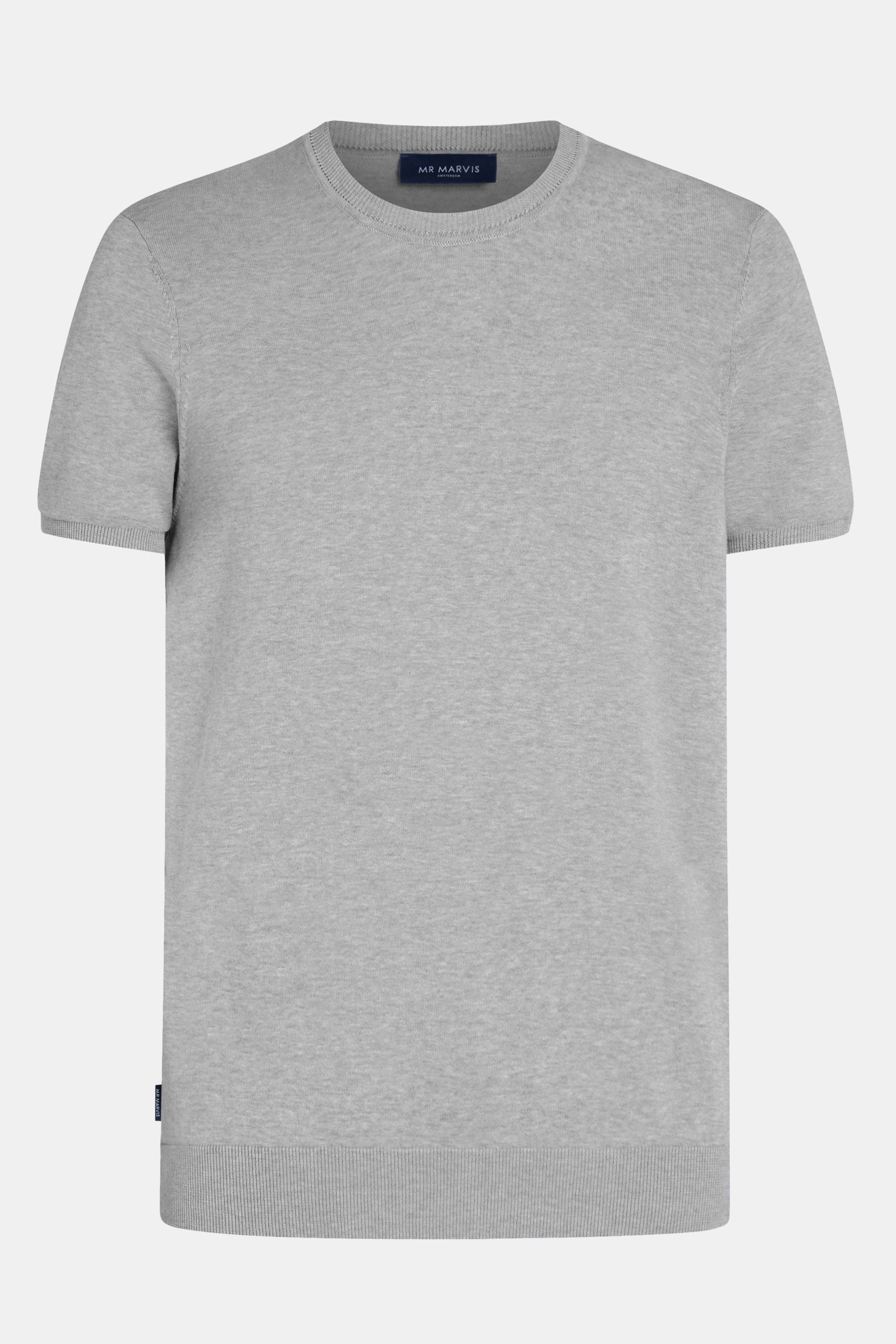 Herren Strick-T-Shirt mit Rundhalsausschnitt in Grau