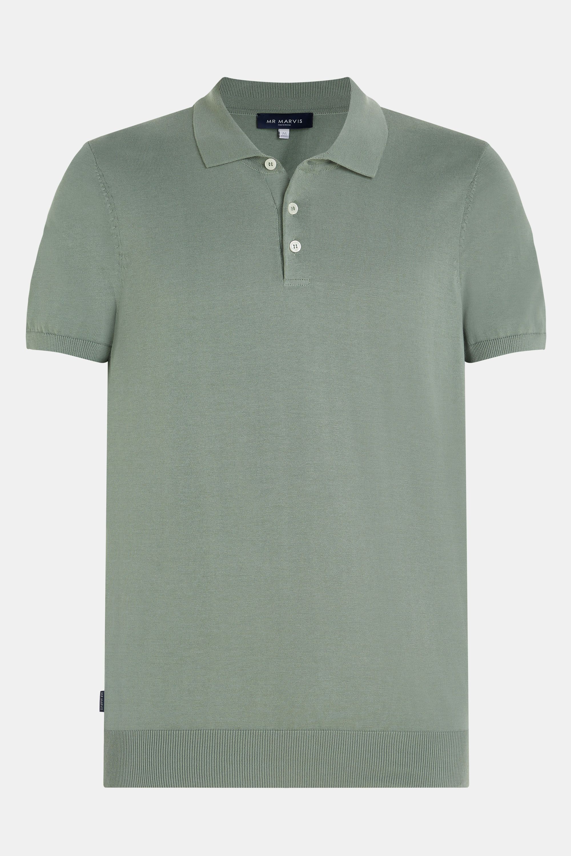 Mens fine knit polo in grey green
