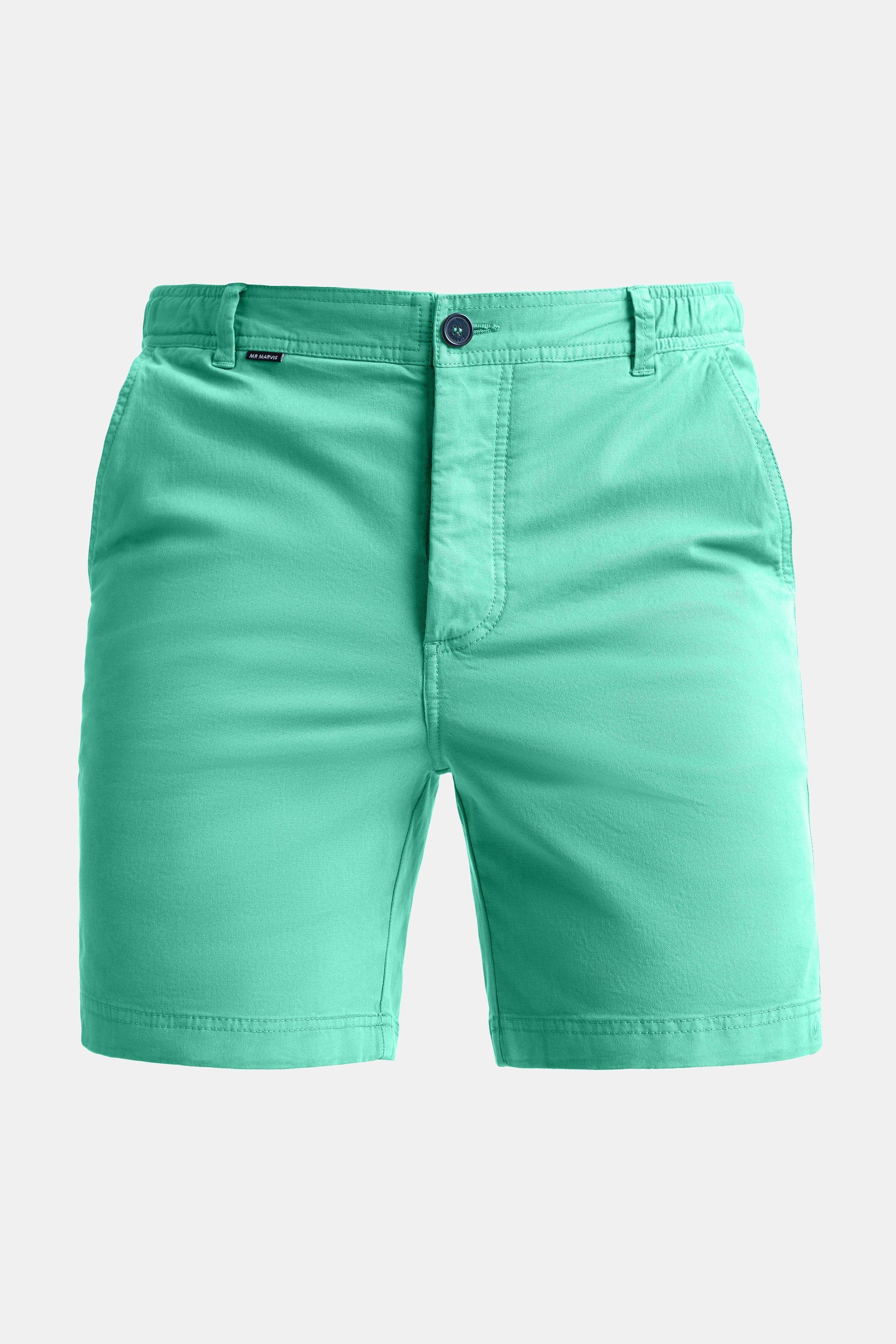 Mens stretch chino shorts in mint green