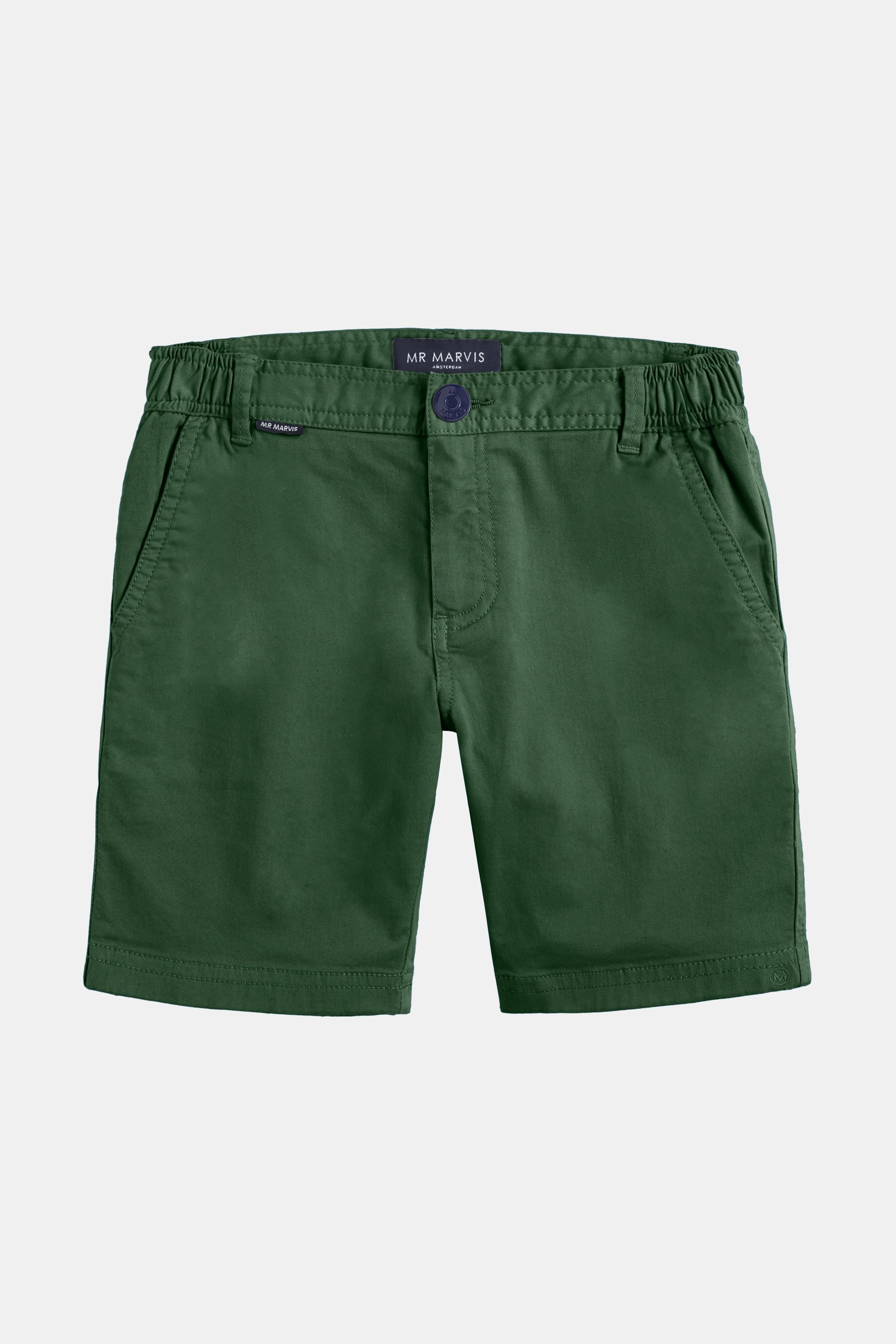 Boys stretch cotton chino shorts in army green