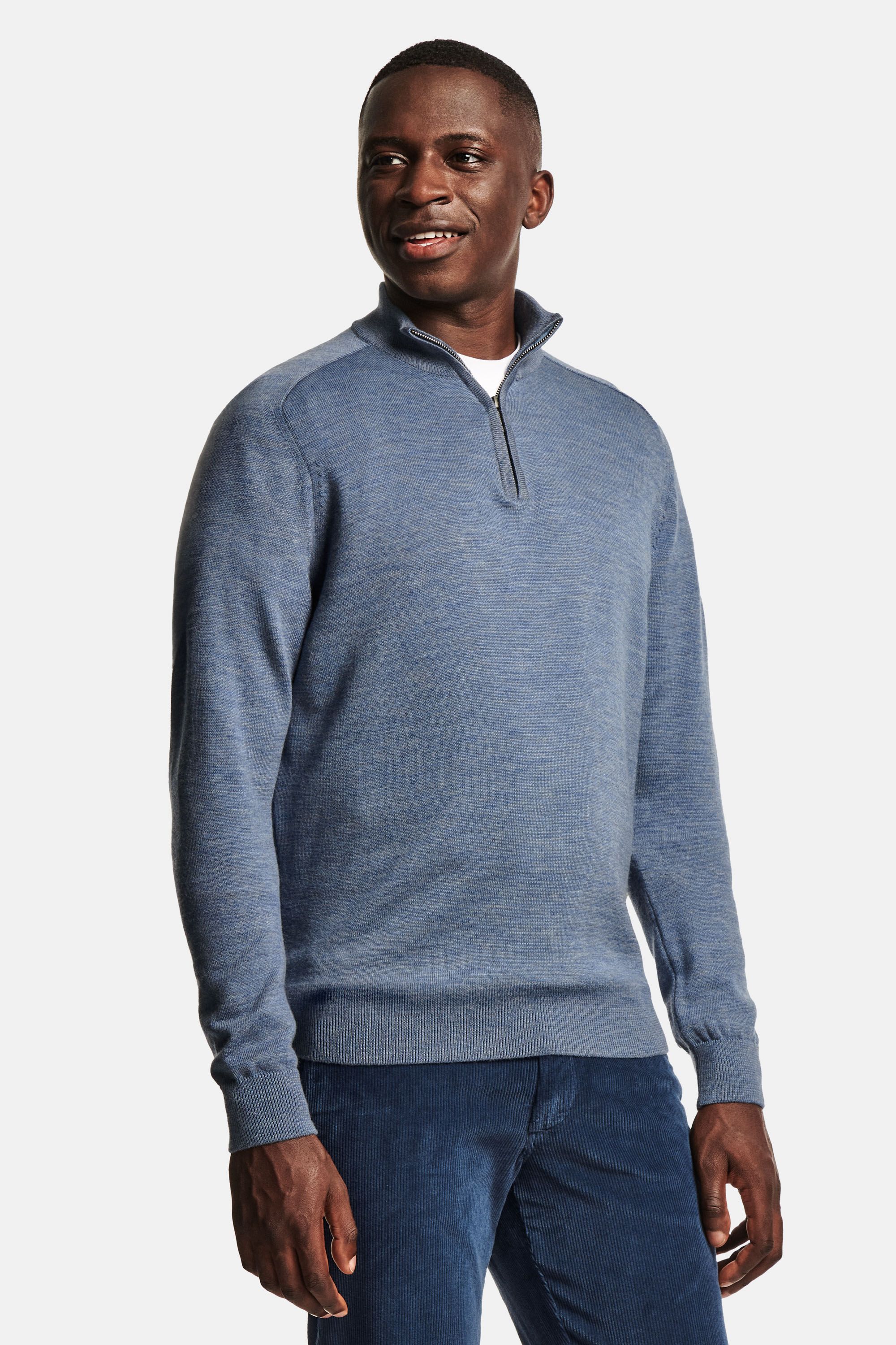Men's half zip wool pullover | MR MARVIS