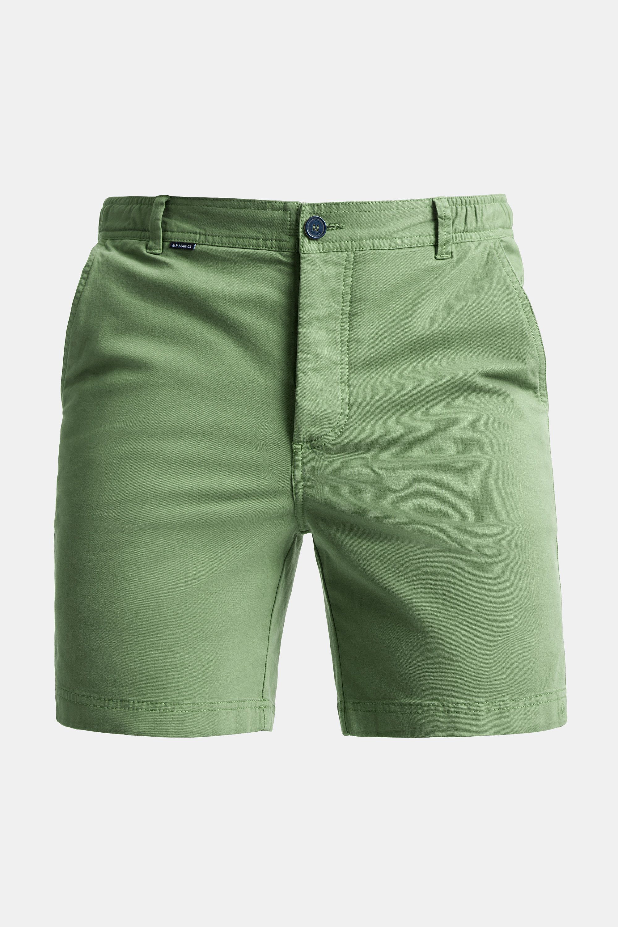 Mens stretch chino shorts in muted green