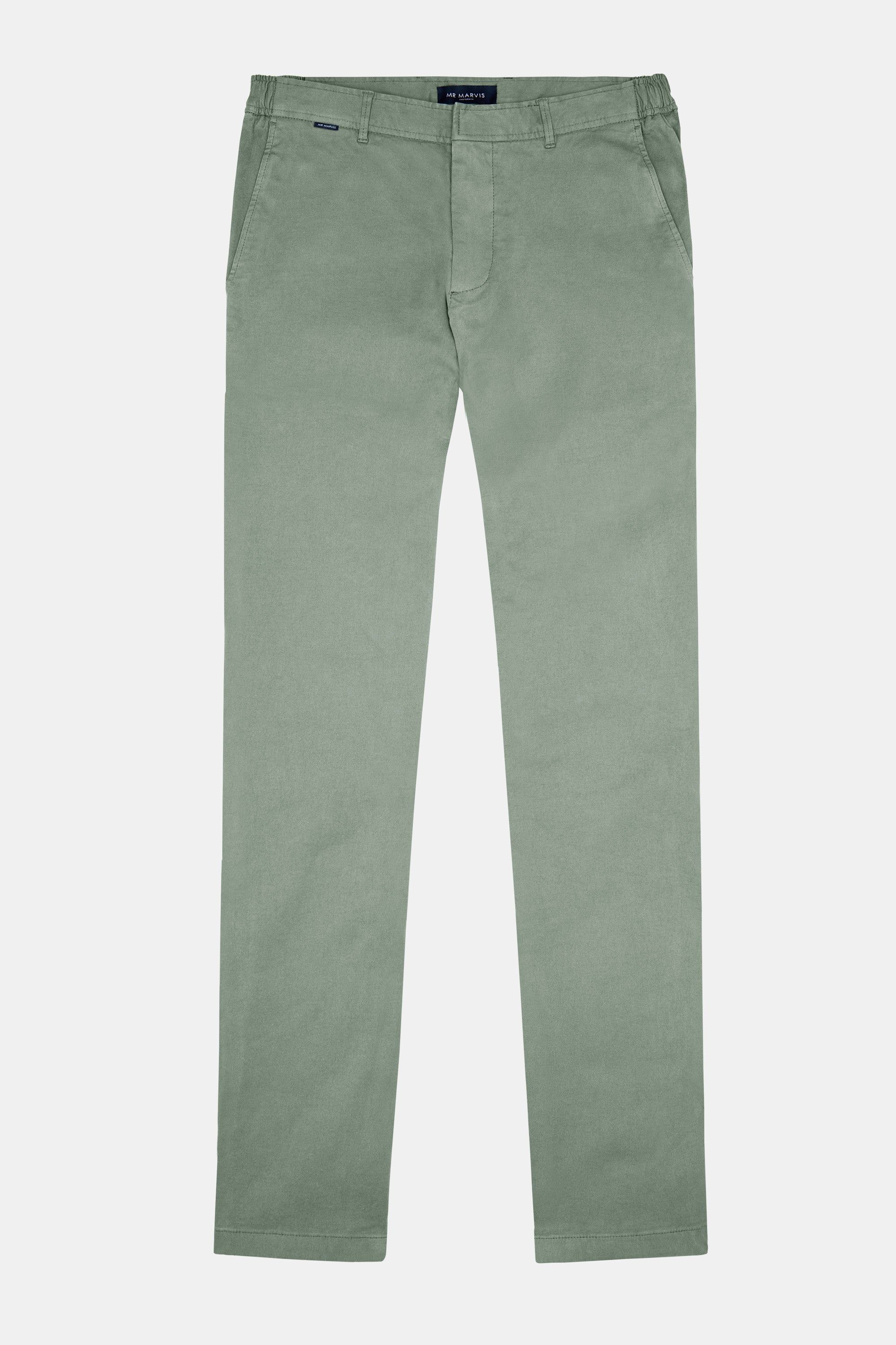 Mens heavyweight winter chinos with tapered fit in grey green